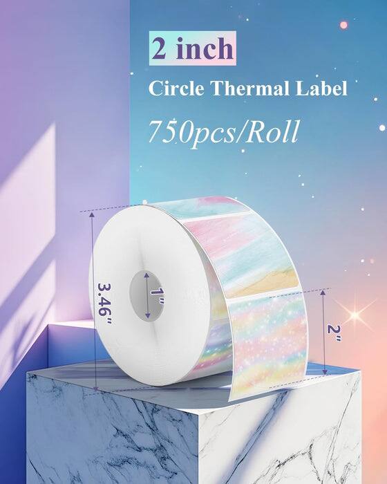 2 inch Circle Thermal Label  
750pcs/Roll  

3.46"  
1"  
2"