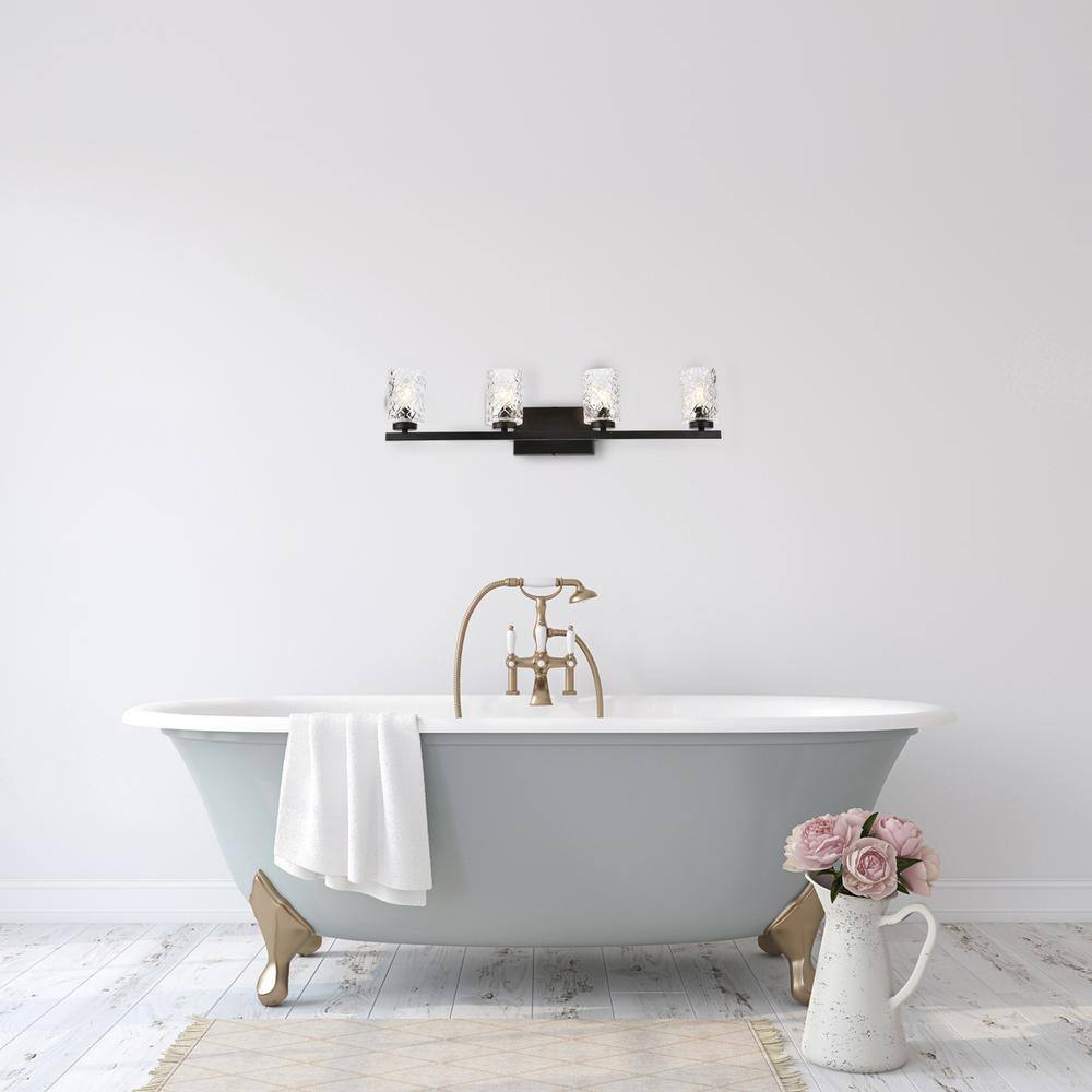 Alt View 4. Living District - Cassie 4 lights bath sconce in black with clear shade - Black And Clear Shade.
