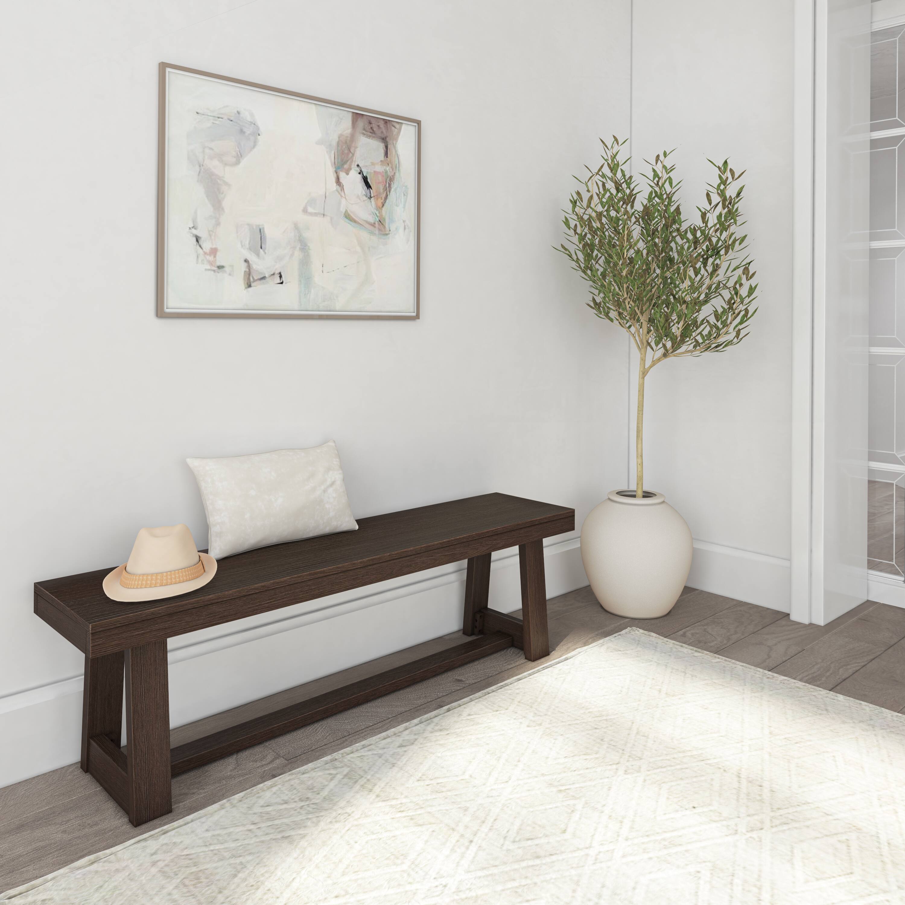 Alt View 4. Plank+Beam - Classic Dining Bench, Walnut Wirebrush - Walnut Wirebrush.