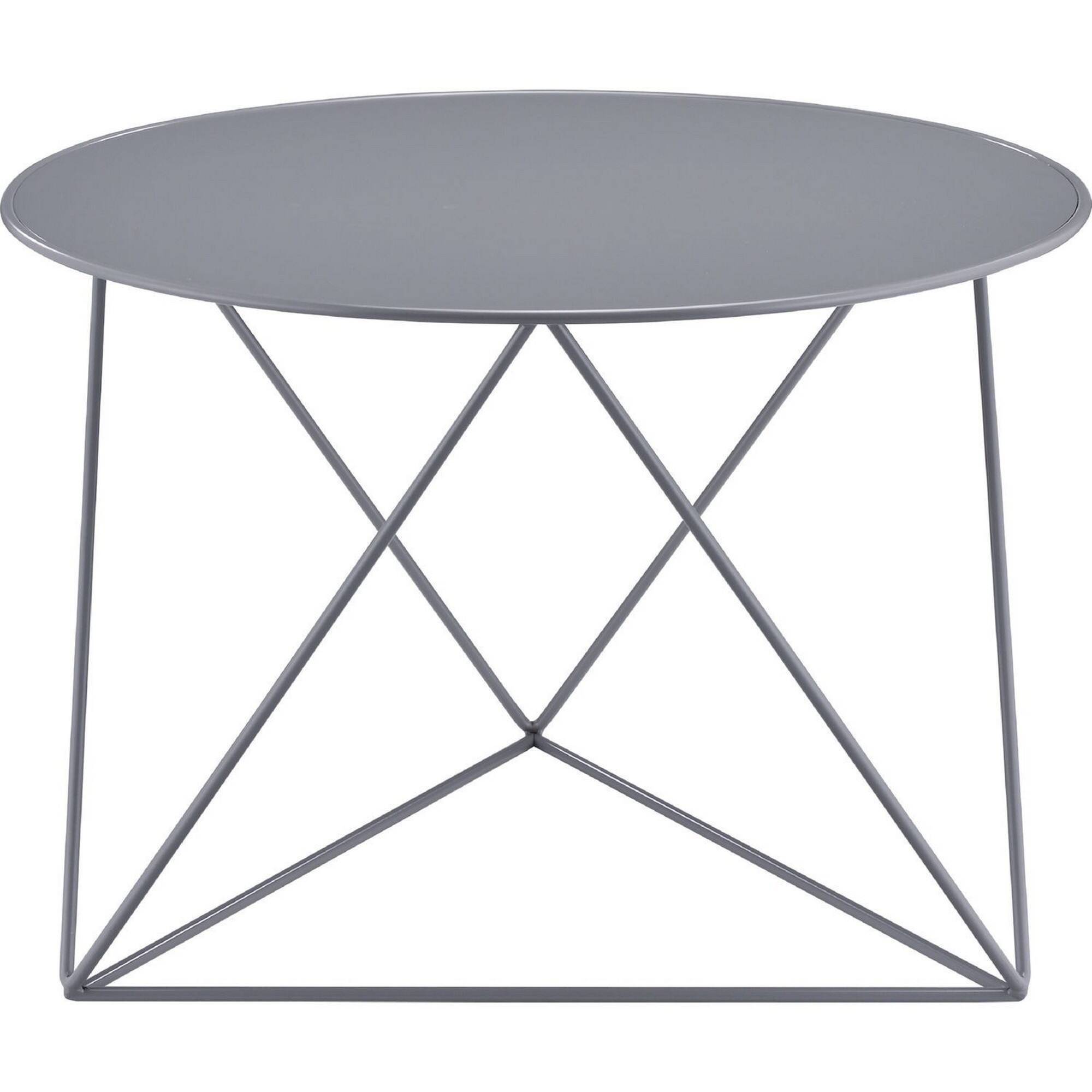 Alt View 1. Manhattan Lane - Accent Table with Open Geometric Base and Round Top - Gray.
