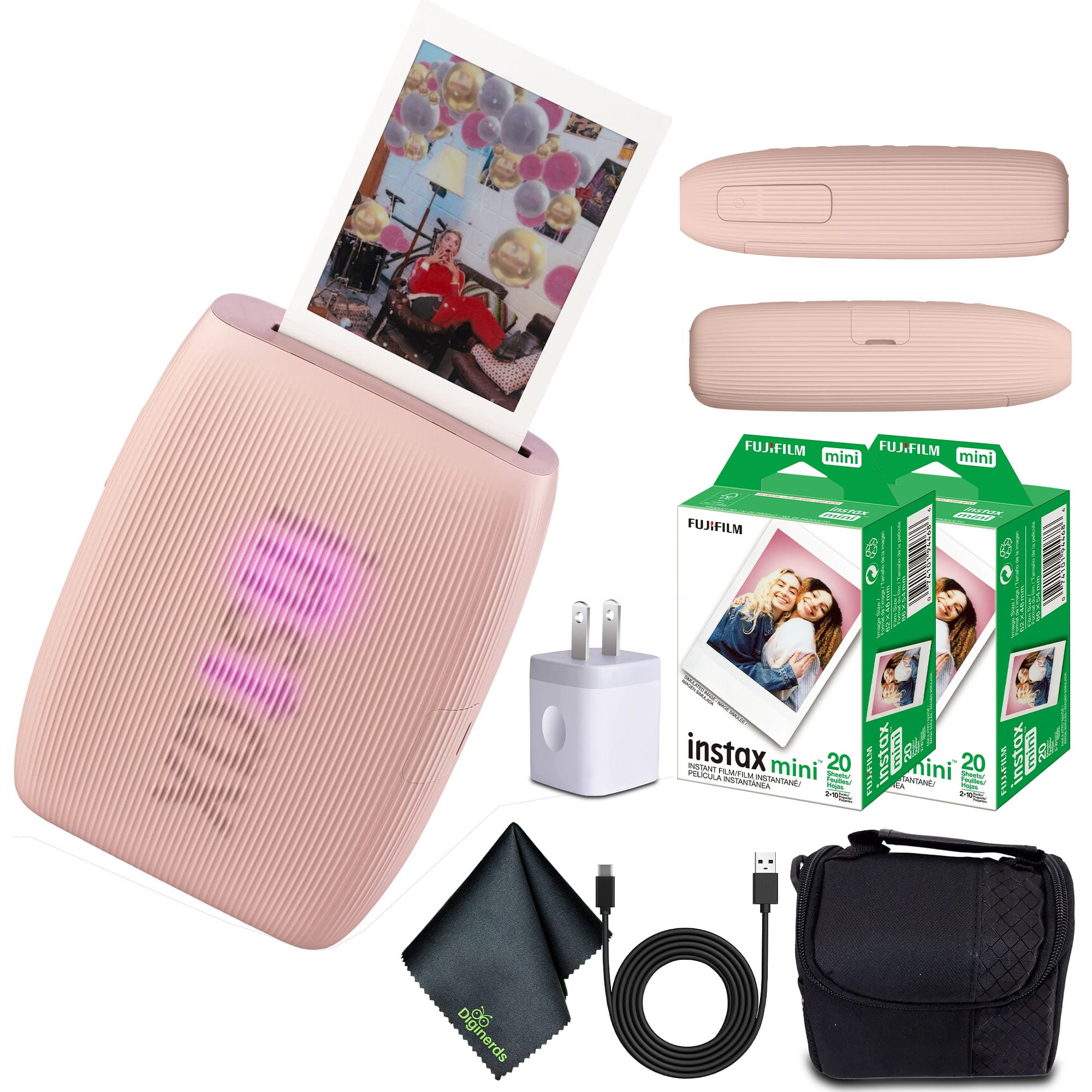 Fujifilm - INSTAX MINI LINK 3 Smartphone Printer + 40 Instant Film - Rose Pink