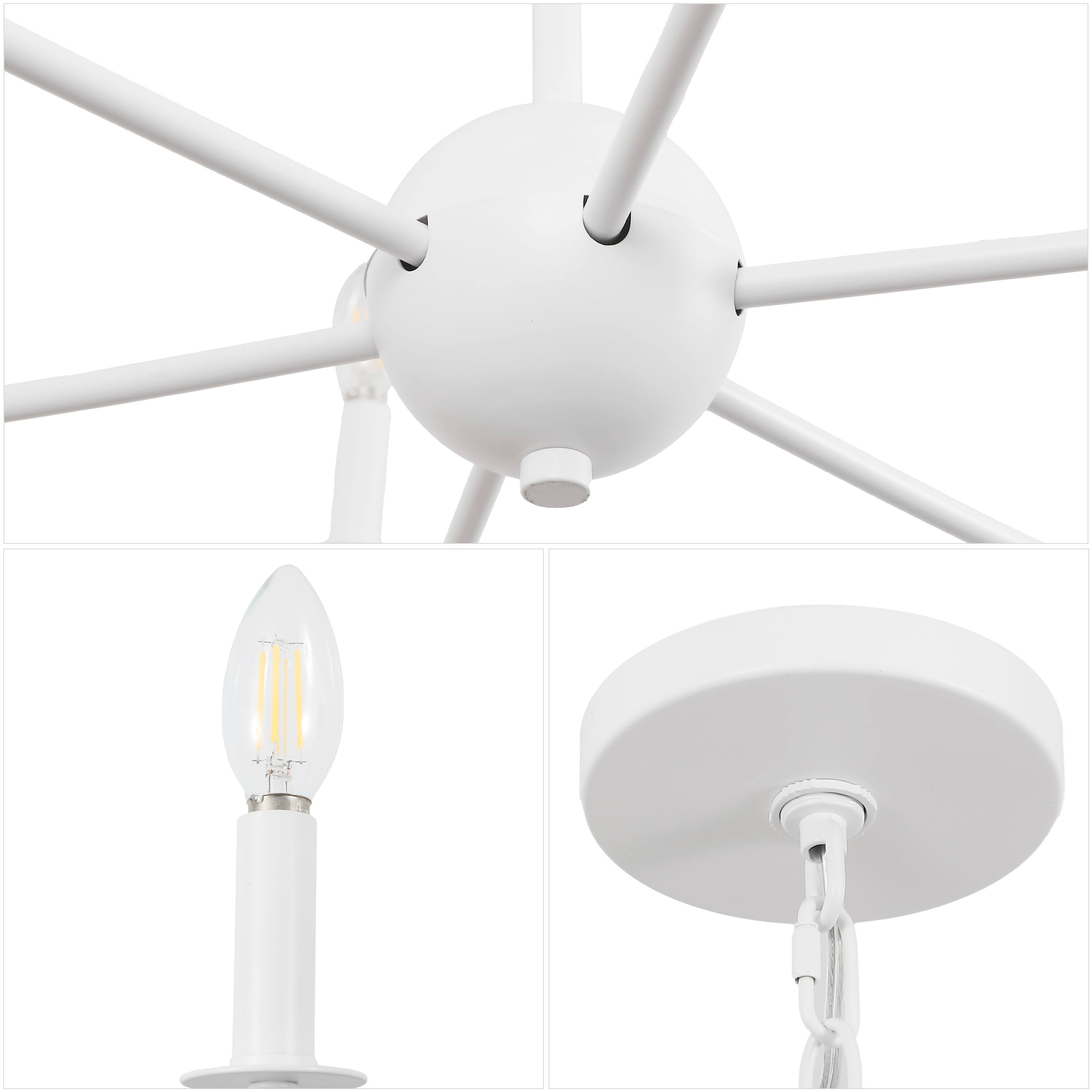 Alt View 4. Jonathan Y - Ainsley 35" 6-Light Grand Traditional Farmhouse Adjustable Swooping Arm Candle-Style Metal LED Chandelier, White - White.