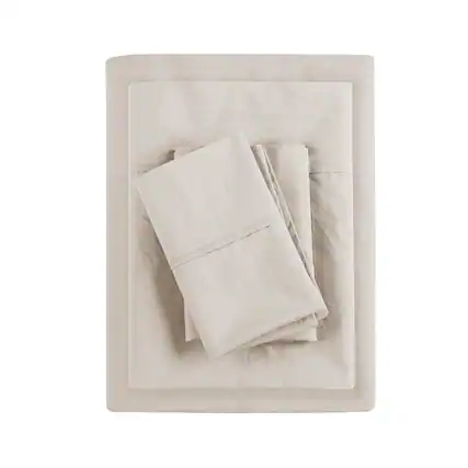 Front. Gracie Mills - Gracie Mills Clementine 200 Thread Count Year-Round Cotton Percale Sheet Set - Ivory.