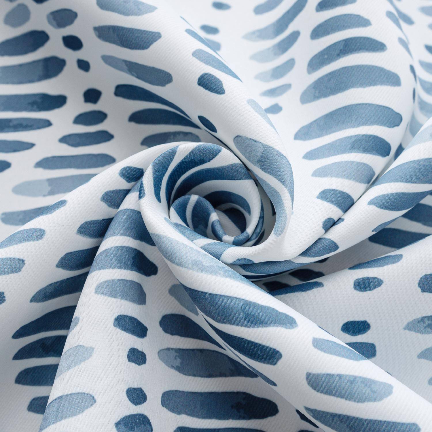 Left. RT Designers Collection - RT Designer Collection Justice Printed Blackout Luxurious Decorative Grommet Curtain Panel 54" x 84" Blue - Blue.