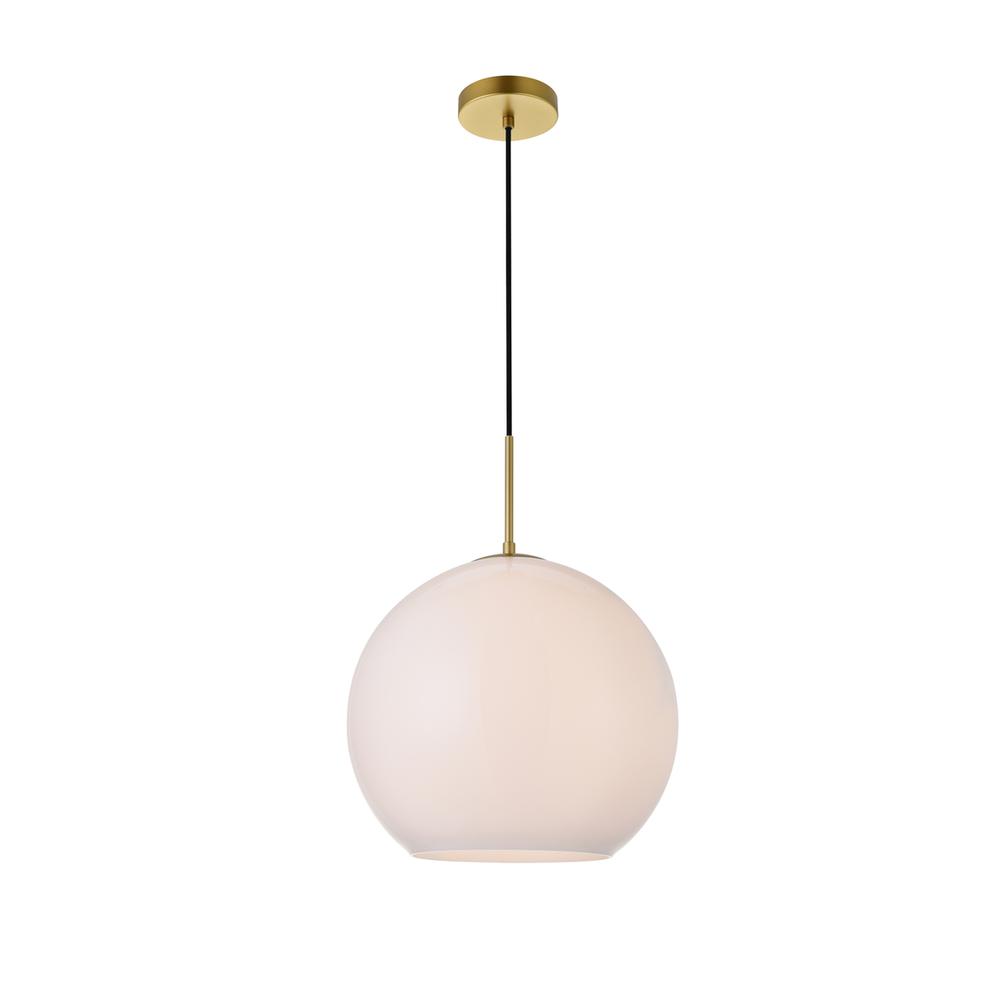 Alt View 2. Living District - Baxter 1 Light Brass Pendant With Frosted White Glass - Brass And Frosted White.