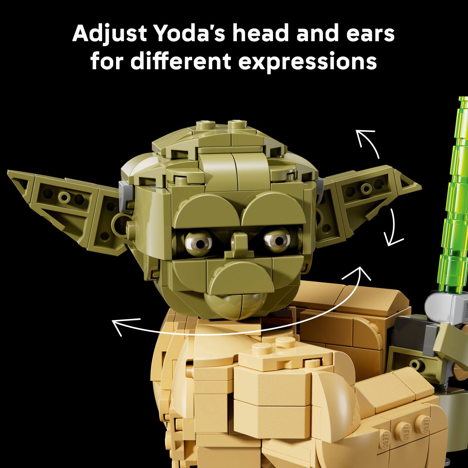 Adjust Yoda's head and ears for different expressions