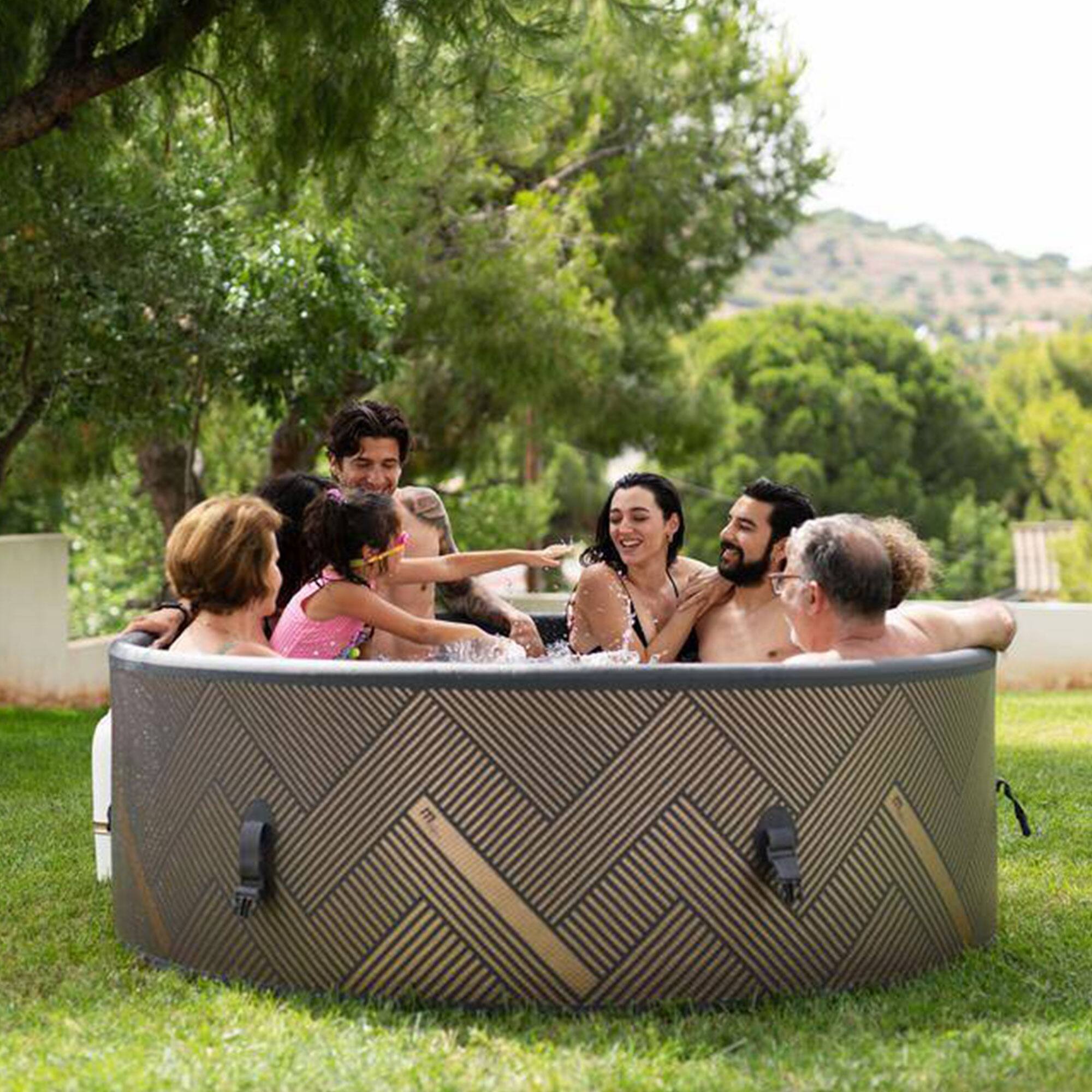 Alt View 4. MSpa - MSpa Round Inflatable Bubble Massage Spa, 4 to 6 Person Outdoor Hot Tub, Mono - Champagne Gold.