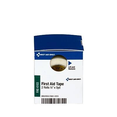 FIRST AID ONLY  
1/2" x 1" Lift and Remove First Aid Tape  
FAE-6103  
2 Rolls 1/2" x 5yd  
ANSI/SEA 2308.1-2015  
FIRST AID ONLY