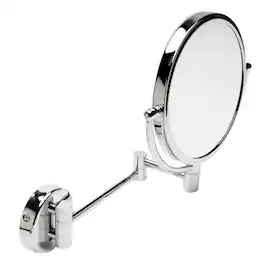 Alfi - 8" Round Wall Mounted 5x Magnify Cosmetic Mirror - Silver