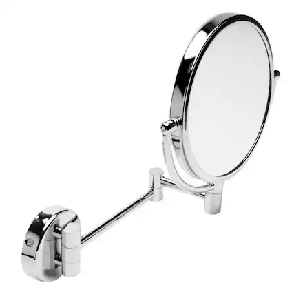 Front. Alfi - 8" Round Wall Mounted 5x Magnify Cosmetic Mirror - Silver.