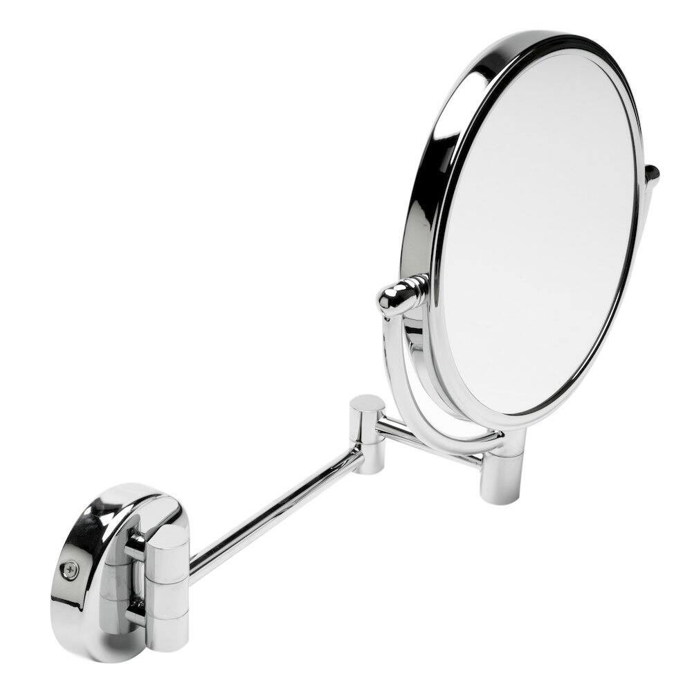 Front. Alfi - 8" Round Wall Mounted 5x Magnify Cosmetic Mirror - Silver.