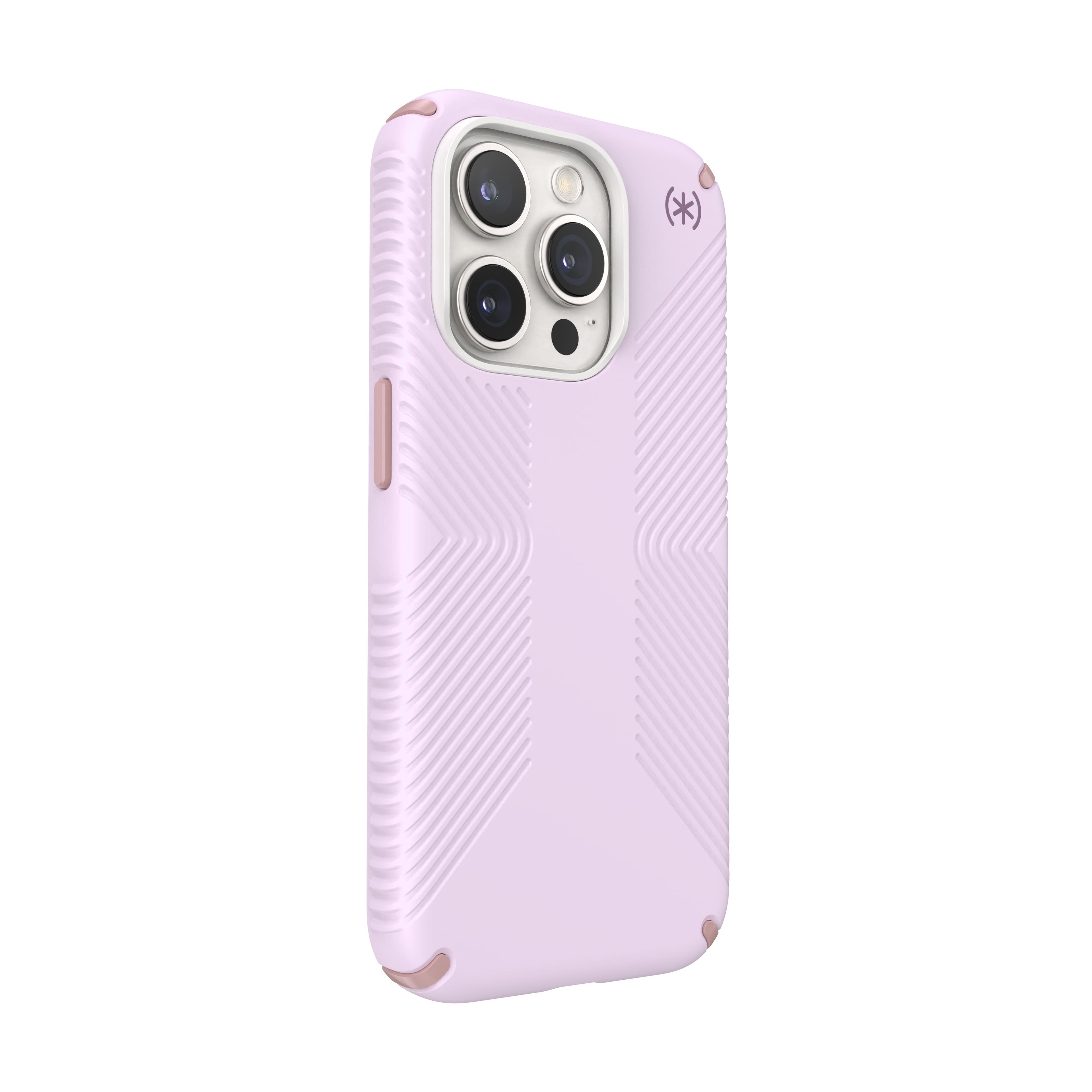 Angle. Speck - Presidio2 Grip Case with MagSafe for Apple iPhone 15 Pro - Soft Lilac.