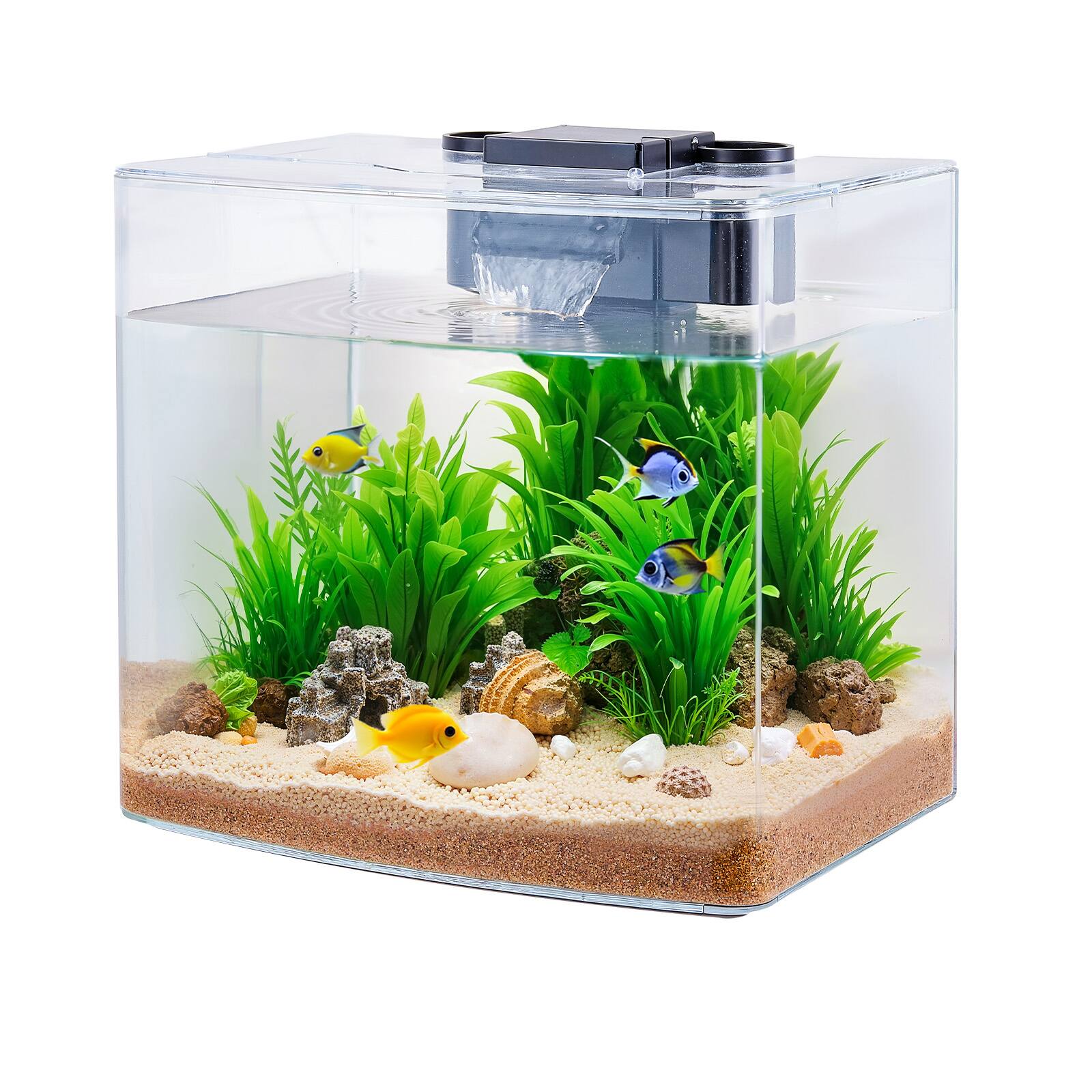 Left. HOMLUX - 3.5 Gallon Fish Tank Aquarium Smart Arch Clear GPPS 3 Color Self Cleaning - Black.