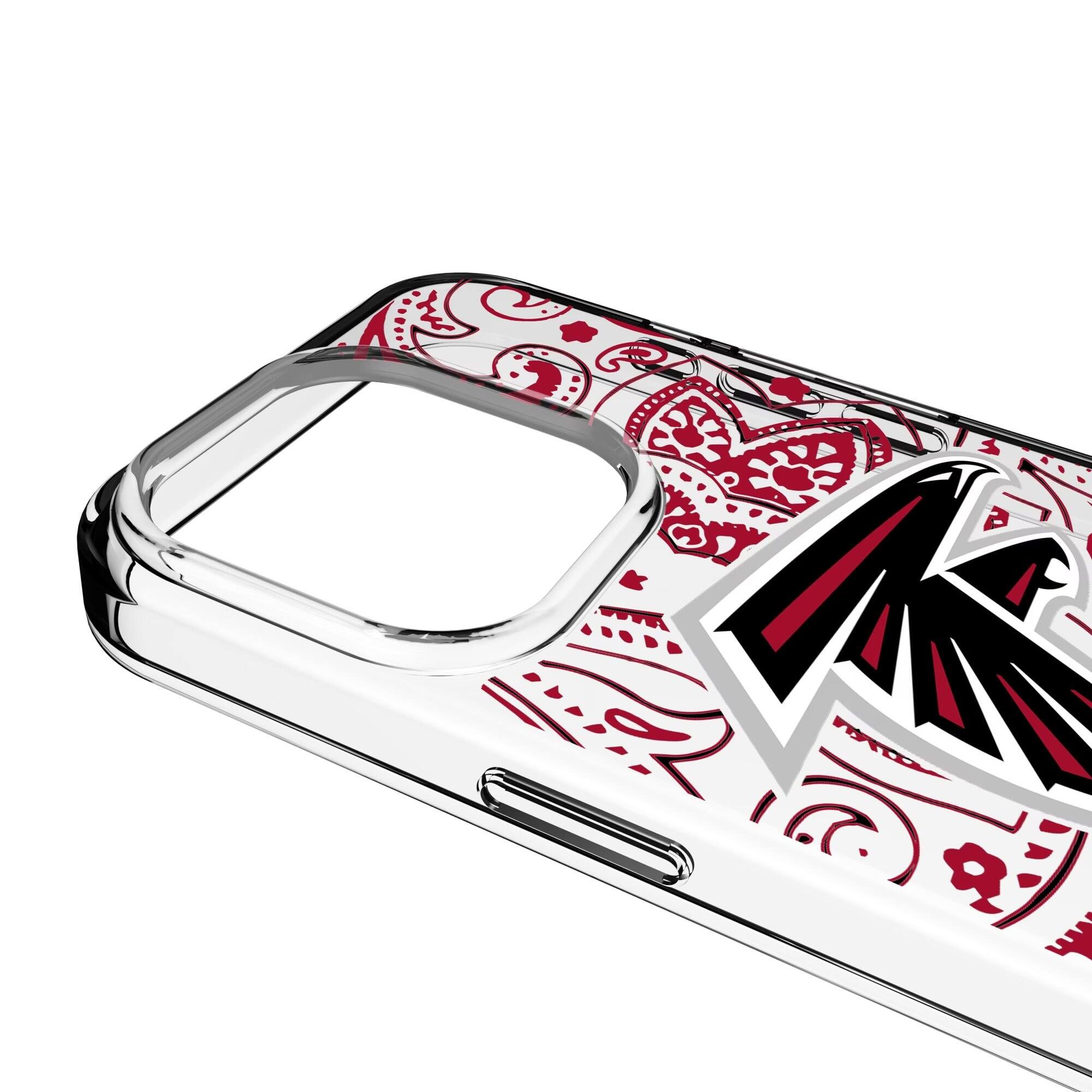 Alt View 2. Keyscaper - Atlanta Falcons iPhone Clear Paisley Design Case - 14 Pro Max - Multicolor.