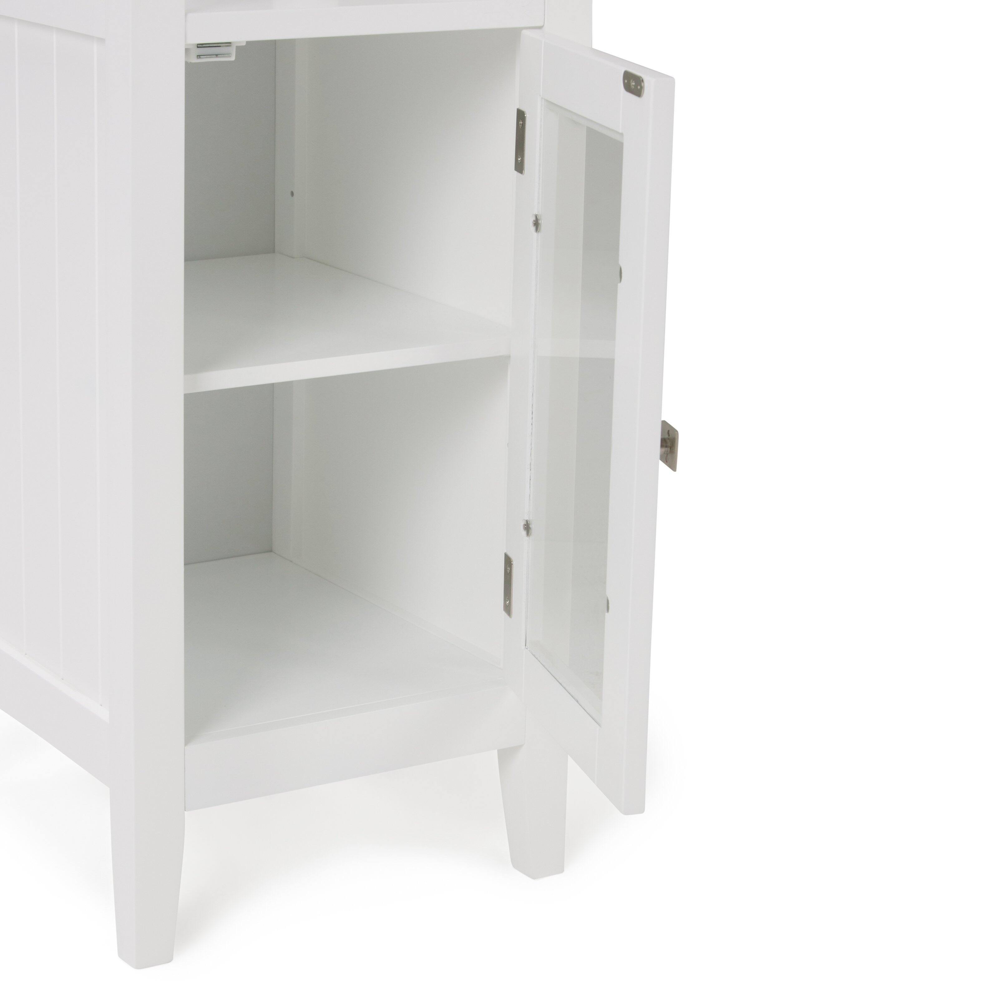 Alt View 5. Simpli Home - Acadian 56.1 inch H x 15.75 inch W Bath Storage Tower Bath Cabinet in Pure White - Pure White.