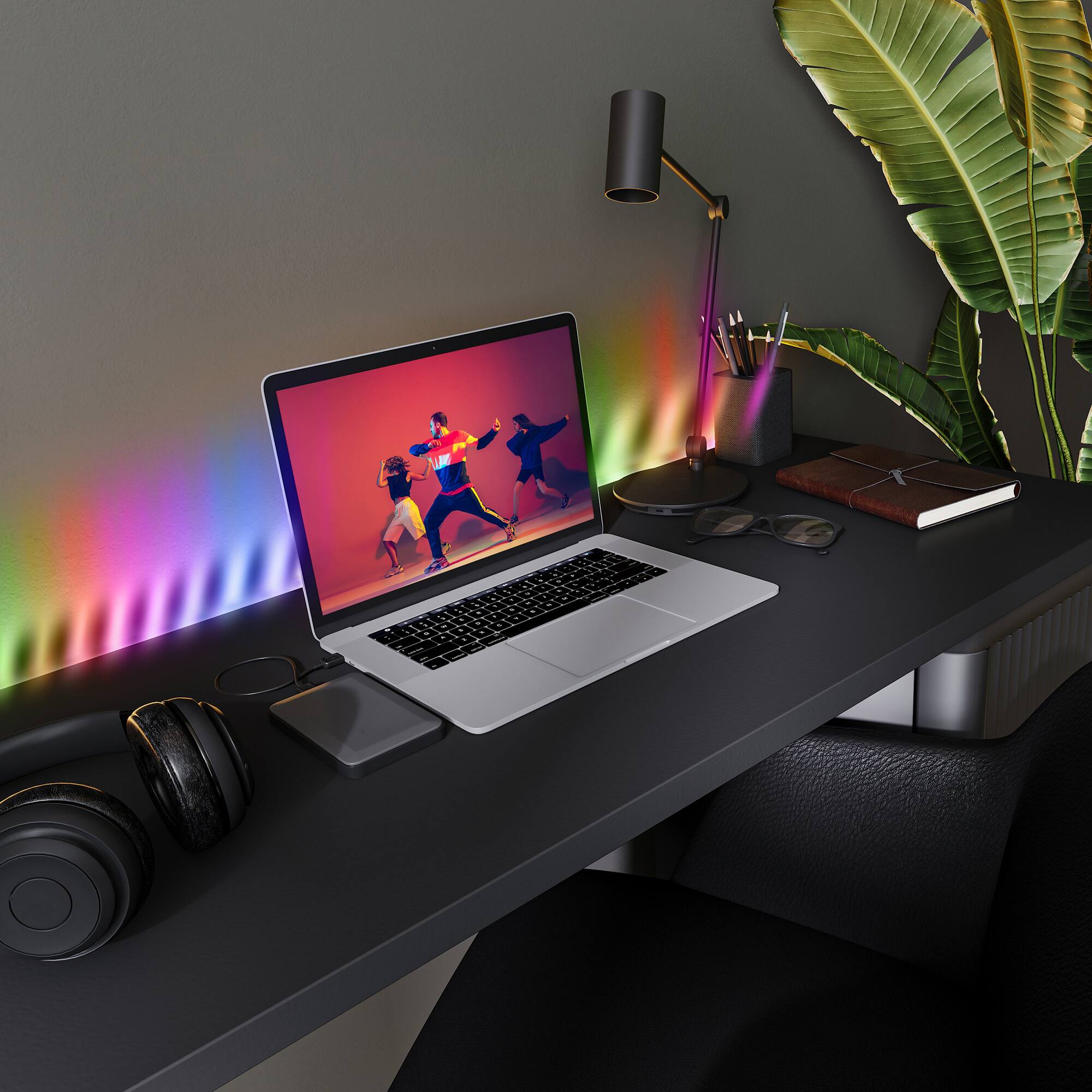 Back. Monster - 16.4ft Multi-Color Flow LED Light Strip with Music Sync and IR Remote Control - Multicolor.