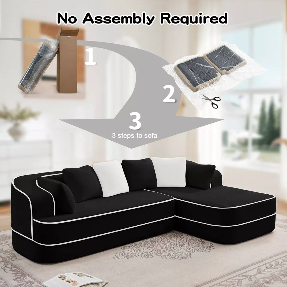 No Assembly Required

1. Unbox
2. Cut
3. Assemble

3 steps to sofa