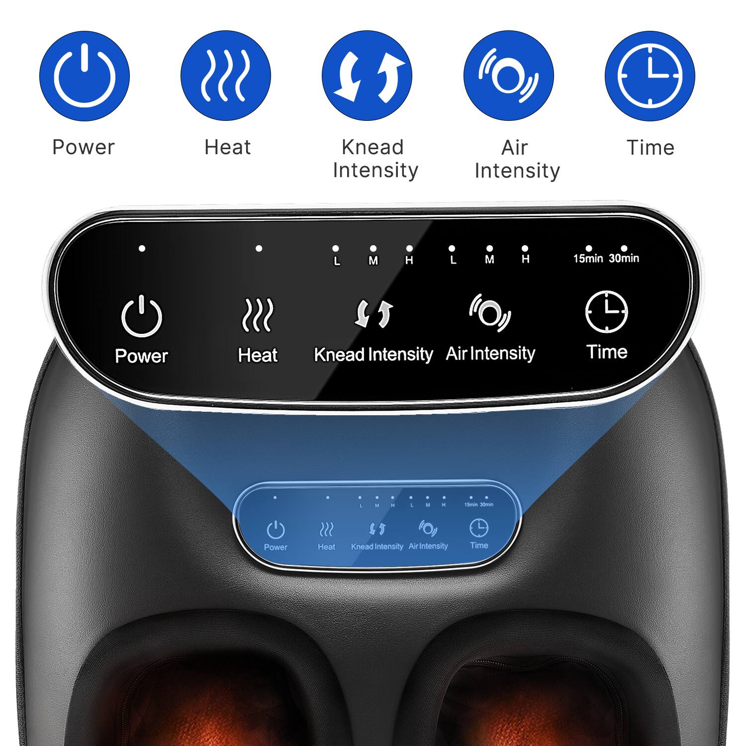Power Heat Knead Intensity Air Intensity Time  
L M H L M H  
15min 30min  

Power Heat Knead Intensity Air Intensity Time  
- - - - + - +  
a a 1m -  

Power Heat Knead Intensity Air Intensity Time