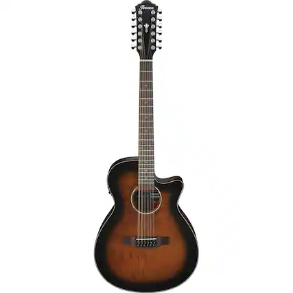 Front. Ibanez - Ibanez AEG5012 AEG 12-String Acoustic Electric Guitar, Dark Violin Sunburst - Dark Violin Sunburst.