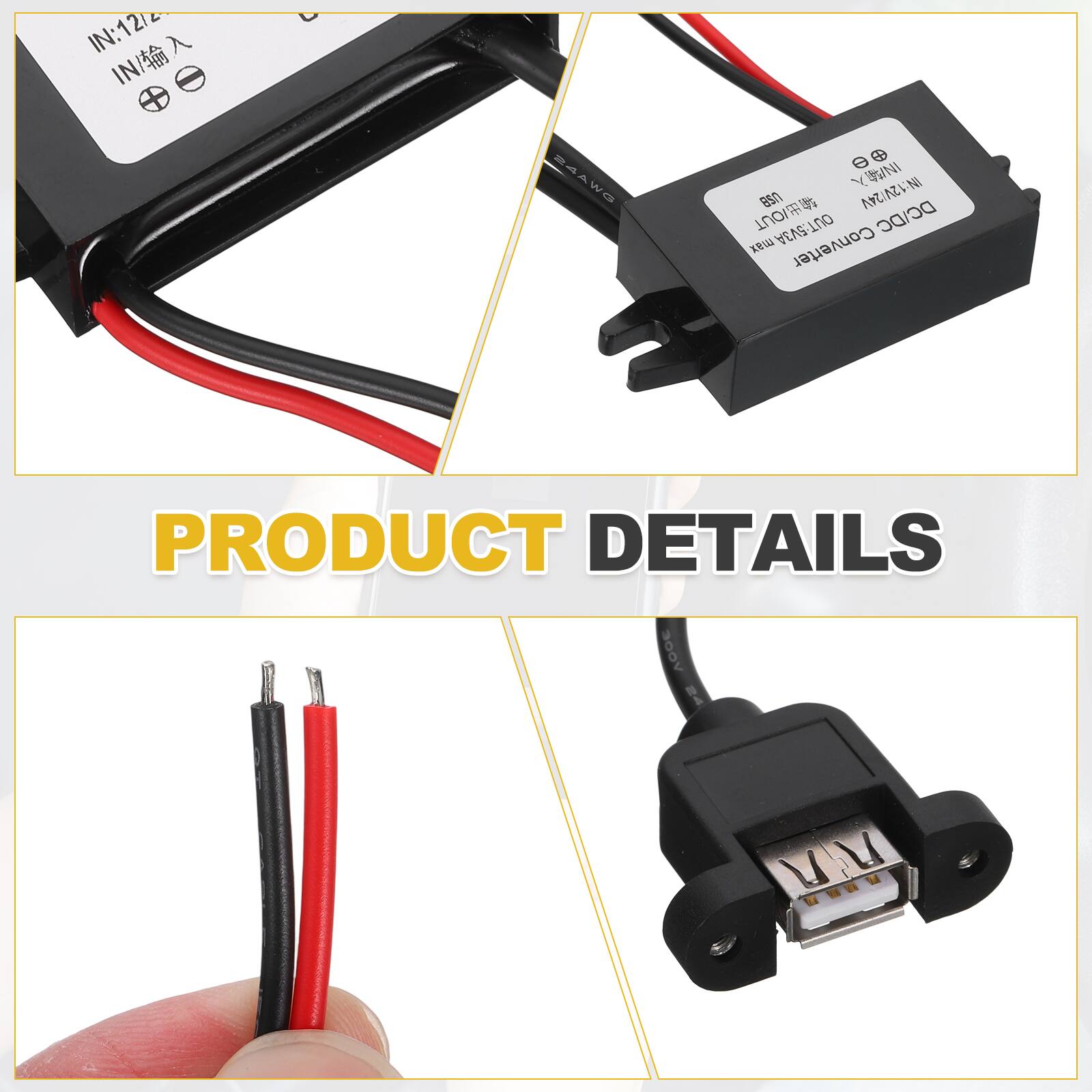 IN:12V/24V  
IN/SSAWG  
DC/DC Converter  
OUT-5V3A DC  
PRODUCT DETAILS  
300V  
UBRV