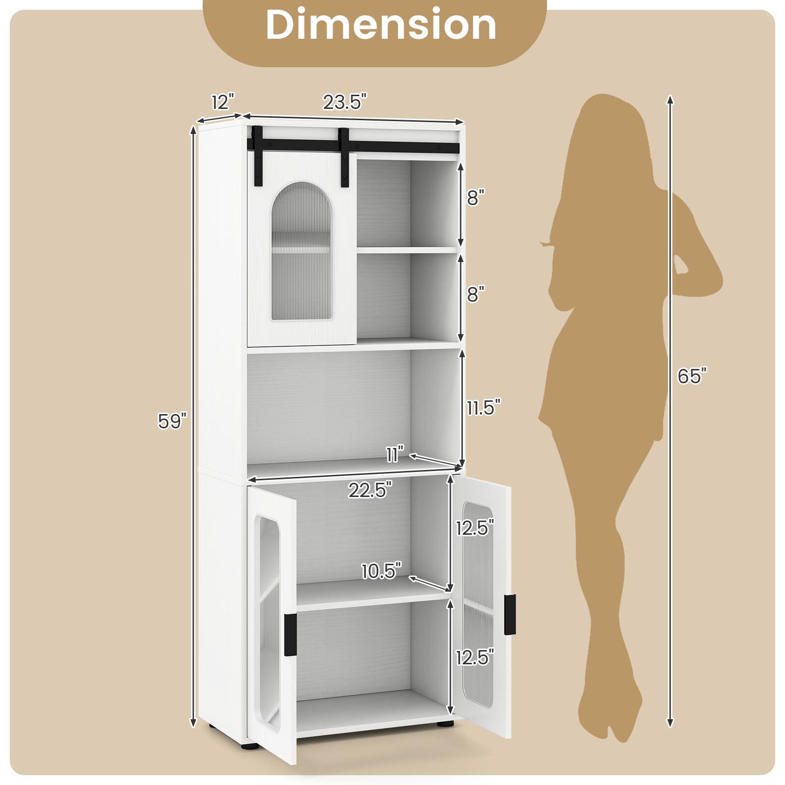 Dimension  
12"  
23.5"  
8"  
8"  
59"  
11"  
22.5"  
11.5"  
65"  
12.5"  
10.5"  
12.5"