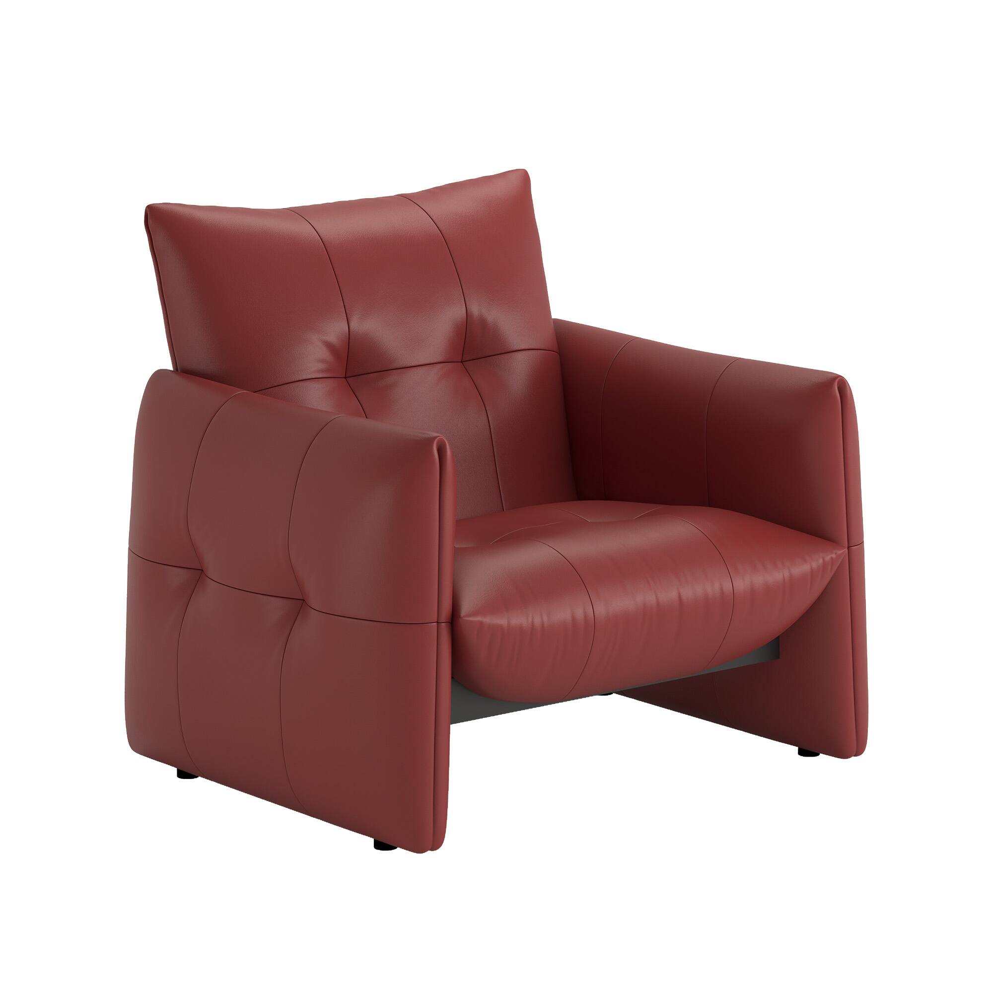 Alt View 6. luck idea - Modern 34.64" Lounge Accent Chair Sofa, Faux Leather Upholstered Armchair with Thick Cushion & Solid Wood Frame - Wine Red.