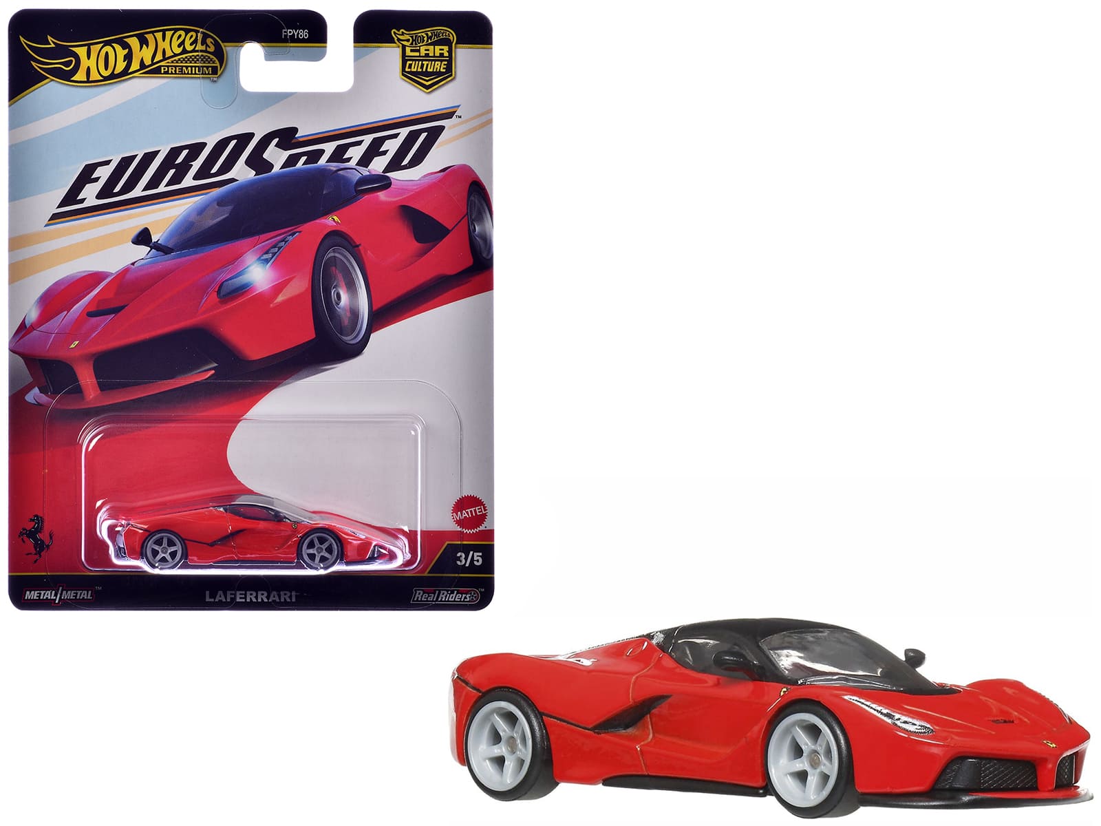 Ferrari LaFerrari Top "Euro Speed" Series Diecast Model Car by Hot Wheels - Red with Black
