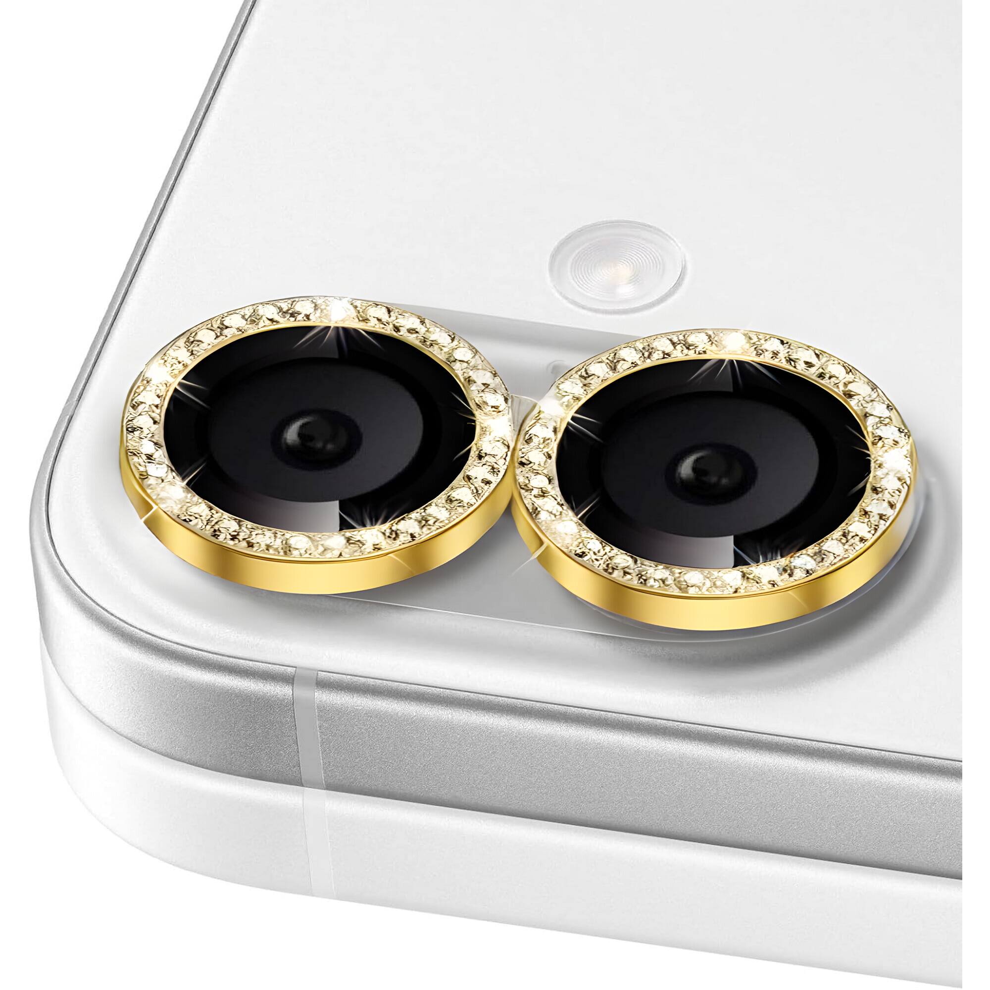 Front. Entronix - Entronix Camera Lens Protector Compatible with iPhone 17 - Luxury Diamond Metal Cover - Gold.