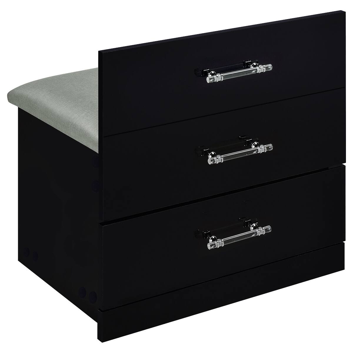 Alt View 10. Loheer - Loheer Black High Gloss Makeup Vanity Set with Mirror and Stool - Black.