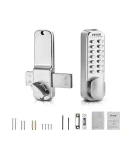 VEVOR - Mechanical Keyless Entry Door Lock, 14 Key Mechanical Door Lock, Mechanical Keypad Door Lock with Adjustable Thumb Knob - Silver