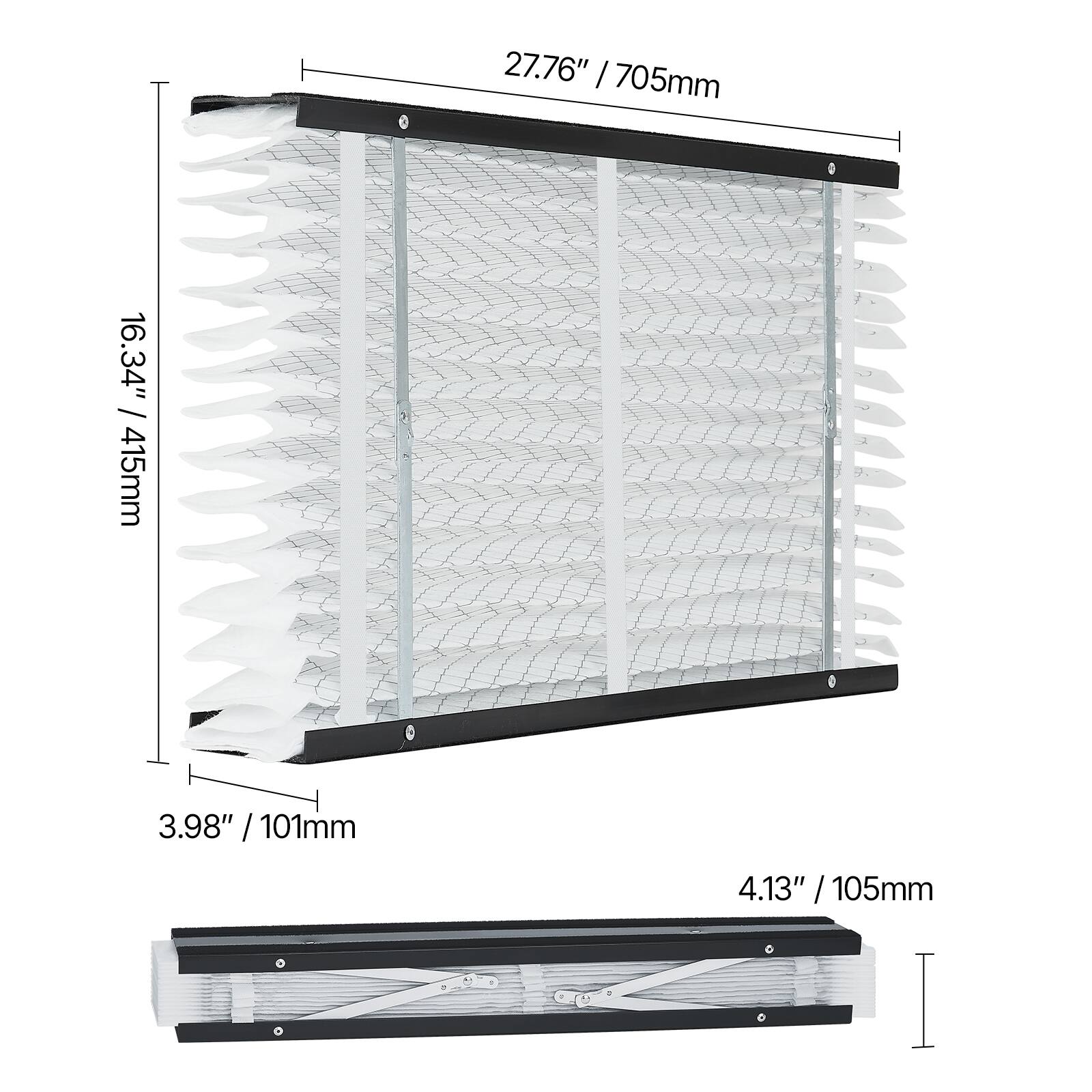 27.76" / 705mm  
16.34" / 415mm  
3.98" / 101mm  
4.13" / 105mm