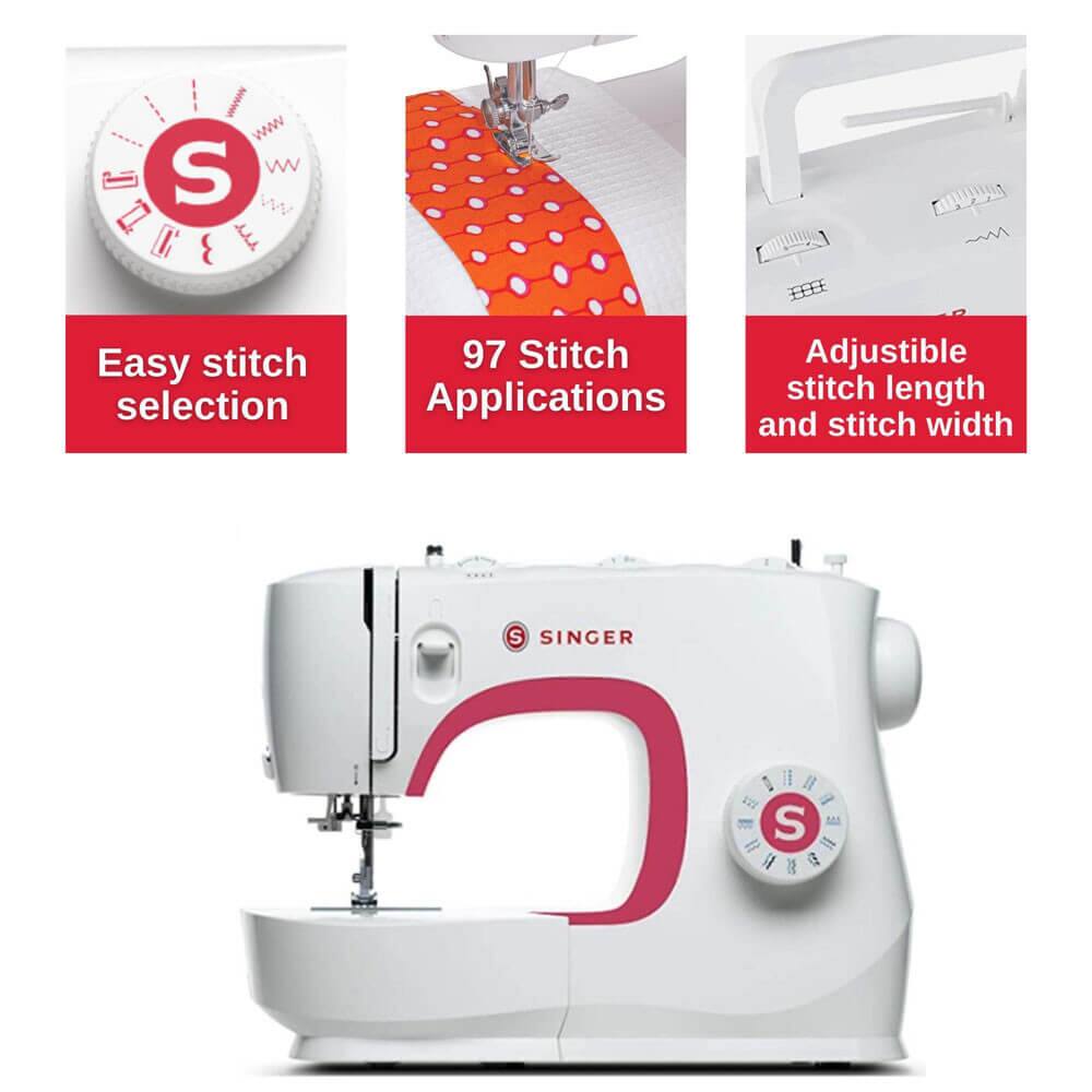 Easy stitch selection  
97 Stitch Applications  
Adjustable stitch length and stitch width  

SINGER