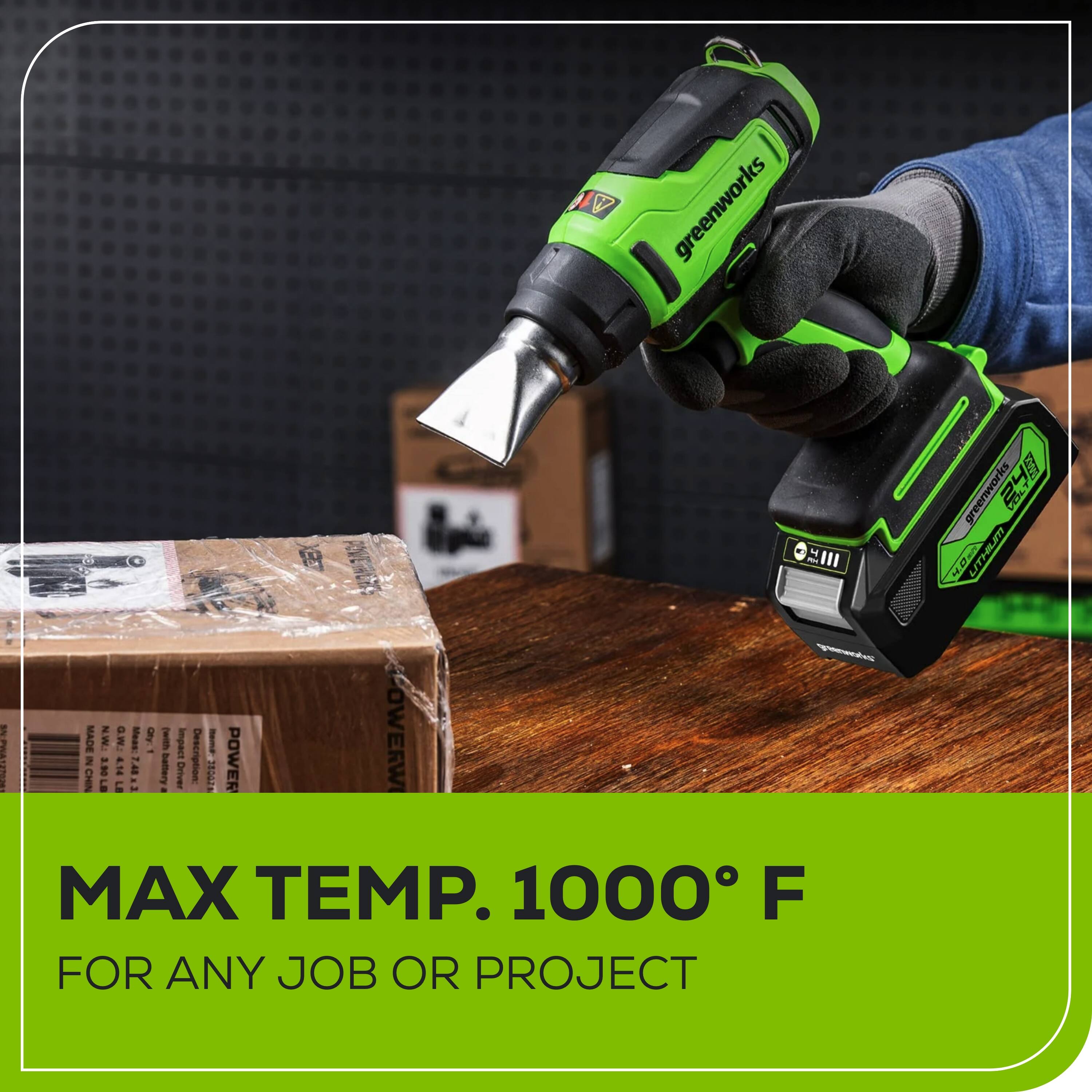 Greenworks Lithium-Ion Impact Driver  
Made in China  
80  
Power  
Max Temp. 1000°F for any job or project