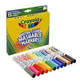 Crayola - Ultra-Clean Washable Markers, Broad, 12/Box - Assorted Colors