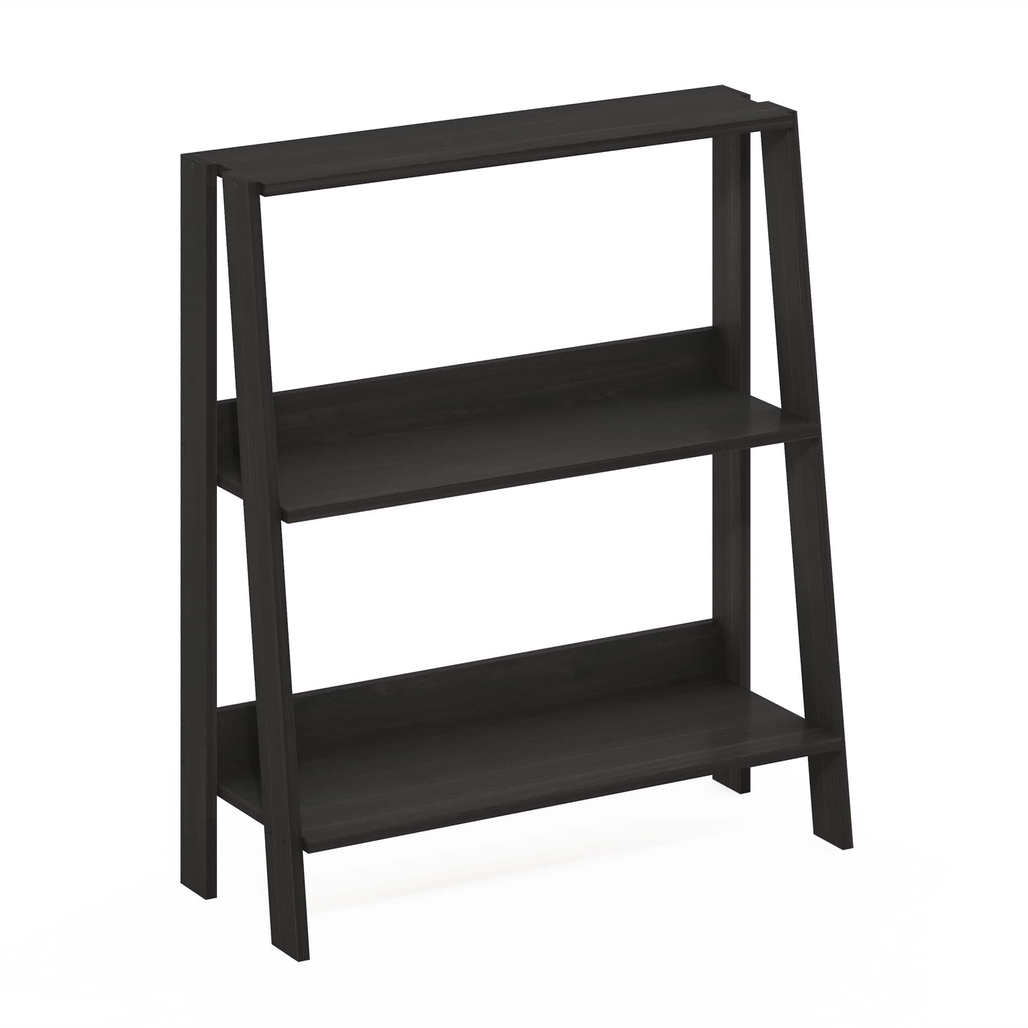 Furinno - Ladder Bookcase Display Shelf, 3-Tier, Espresso - Espresso