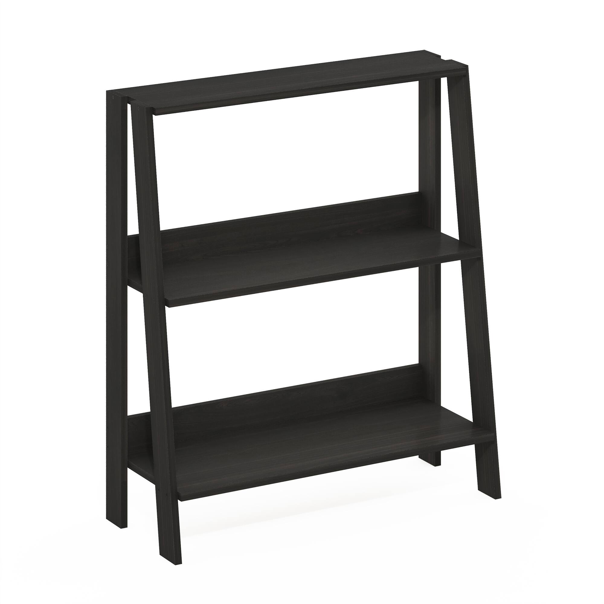 Front. Furinno - Ladder Bookcase Display Shelf, 3-Tier, Espresso - Espresso.