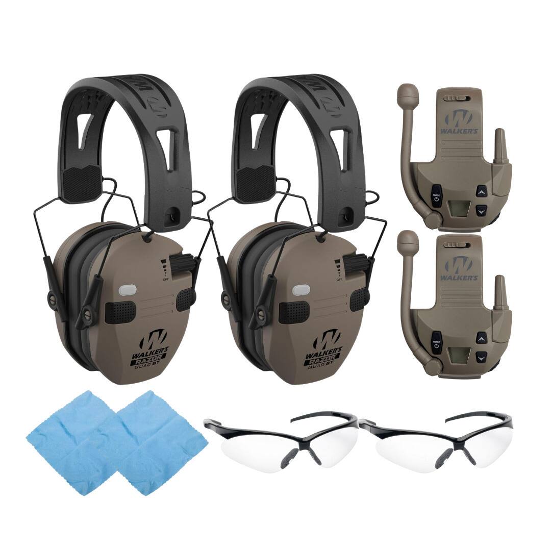 Walkers Razor Slim Quad Electronic Earmuffs with Attachments, Glasses ...