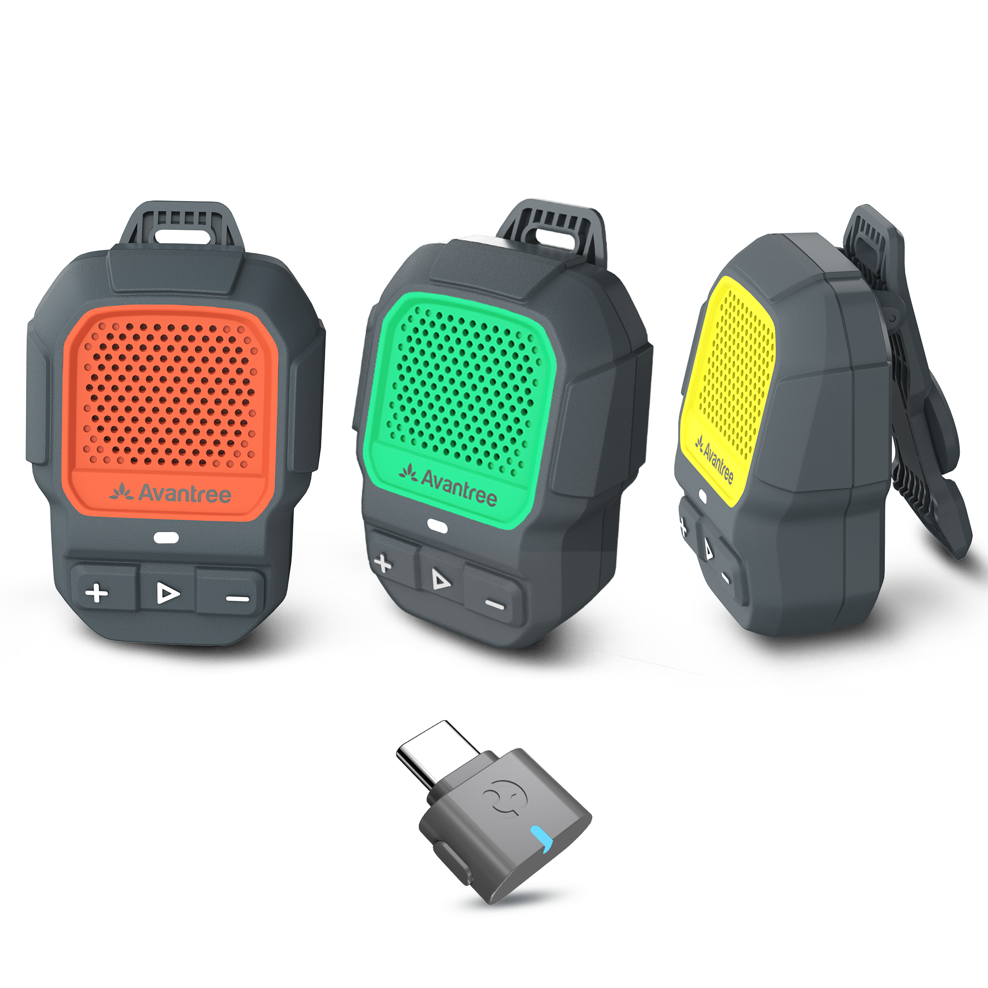 Avantree - Auracast Clip-On Speakers for Group Listening, Multiple Audio Sharing for Family, Hiking, Tours, and Outdoor Use