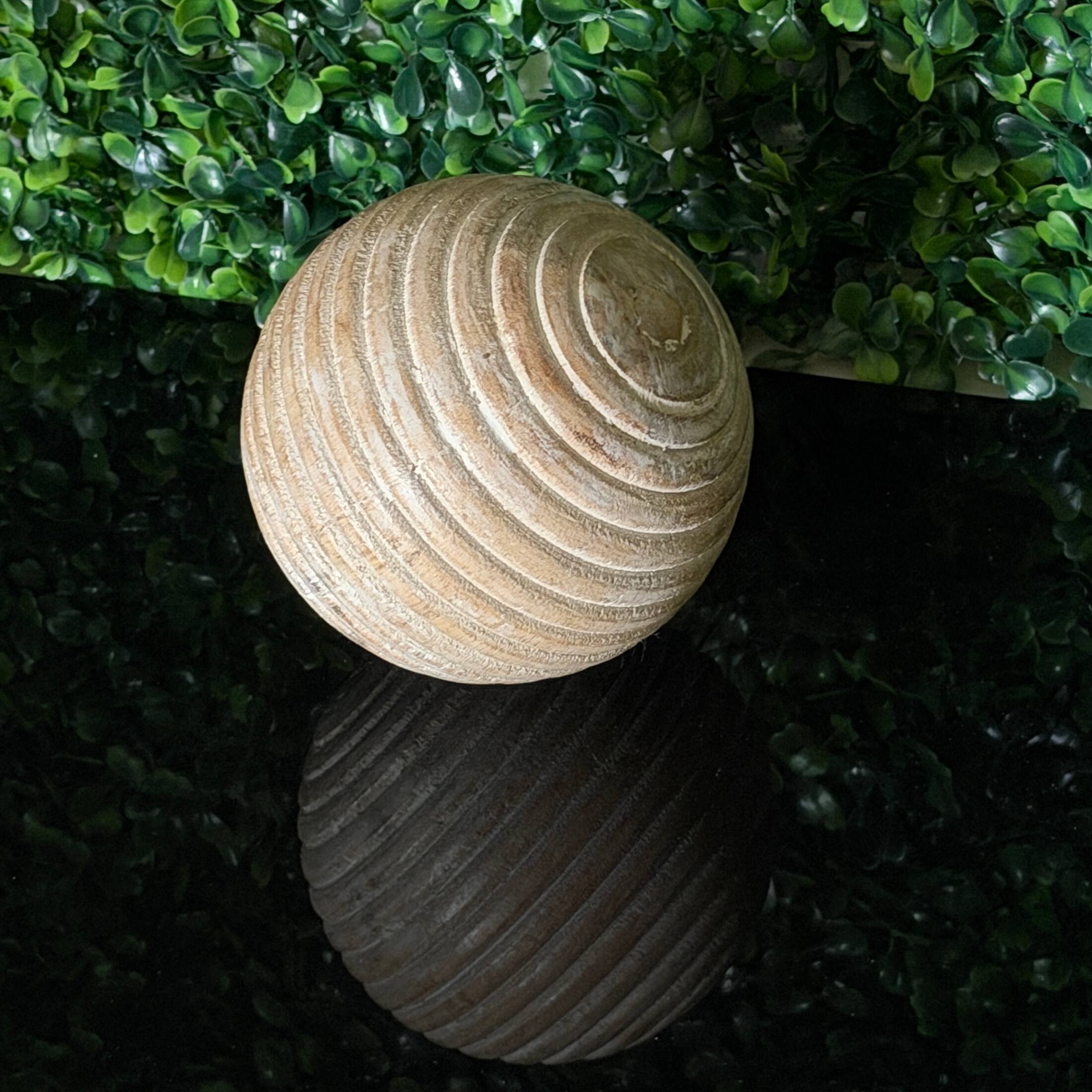 Alt View 7. PD Home & Garden - Set of 6 Ribbed Wooden Decorative Orbs Natural 4 Inch Striped Bowl Fillers - Natural.