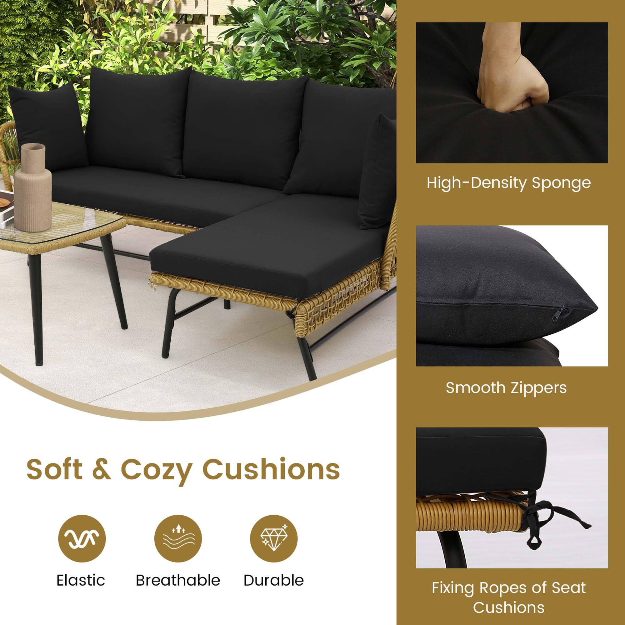 High-Density Sponge  
Smooth Zippers  
Soft & Cozy Cushions  
Elastic  
Breathable  
Durable  
Fixing Ropes of Seat Cushions
