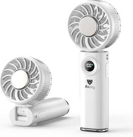 Airdog - F200 Handheld Fan with Cooling, Portable Fan 100 Speeds Strong Wind, 5000mAh Rechargeable,Travel Fan for Outdoor - White