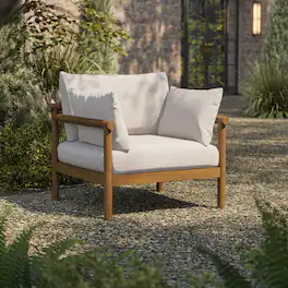 Eleni Outdoor Teak Wood Armchair by Modway - Natural Sail