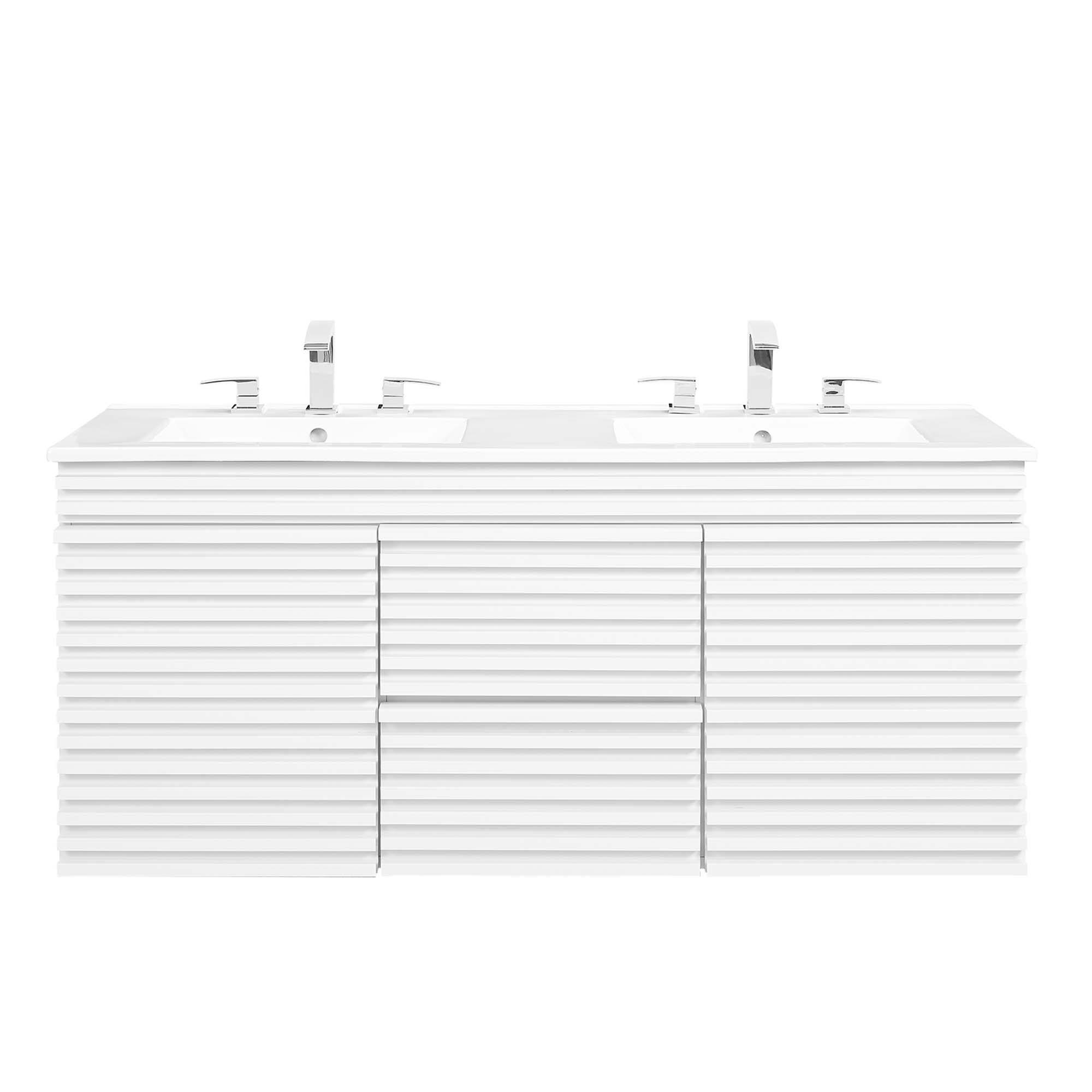 Alt View 2. Modway - Render 48" Wall-Mount Bathroom Vanity Basin Included by Modway - White White.