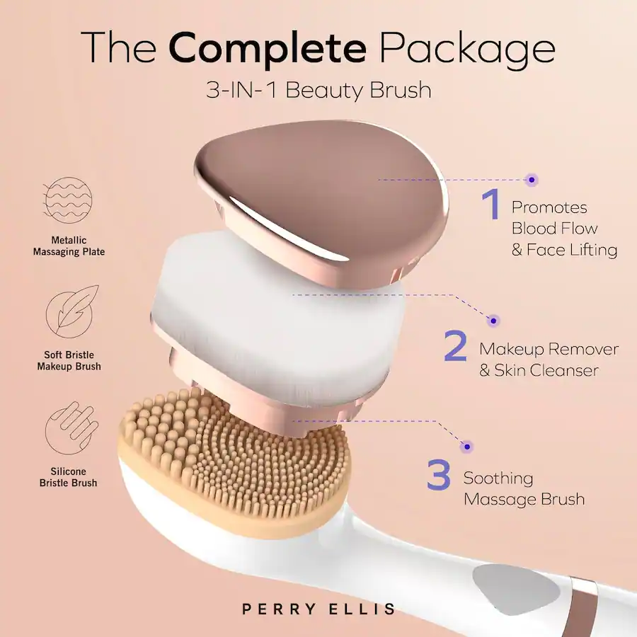 Water Based Makeup Routine Perry Ellis 3 in 1 Beauty Brush with Silicone Face Massager, Cleansing ...