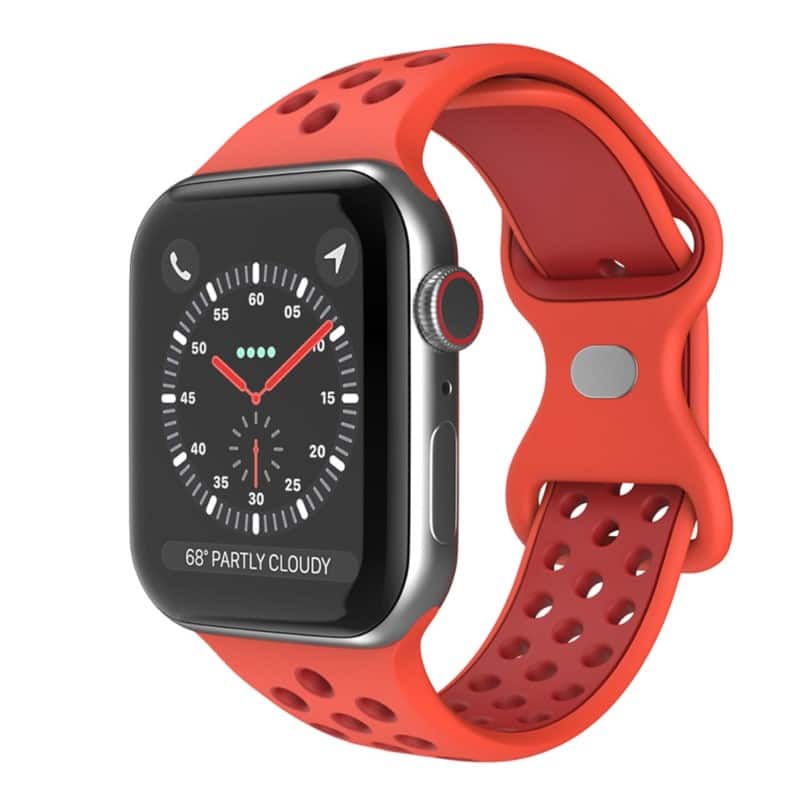StrapsCo - ColorBlock Active Strap Silicone Rubber Watch Band For Apple Watch - 44mm/45mm/46mm/49mm/Ultra (Short-Medium) - Light Red price history on PriceWatchPro