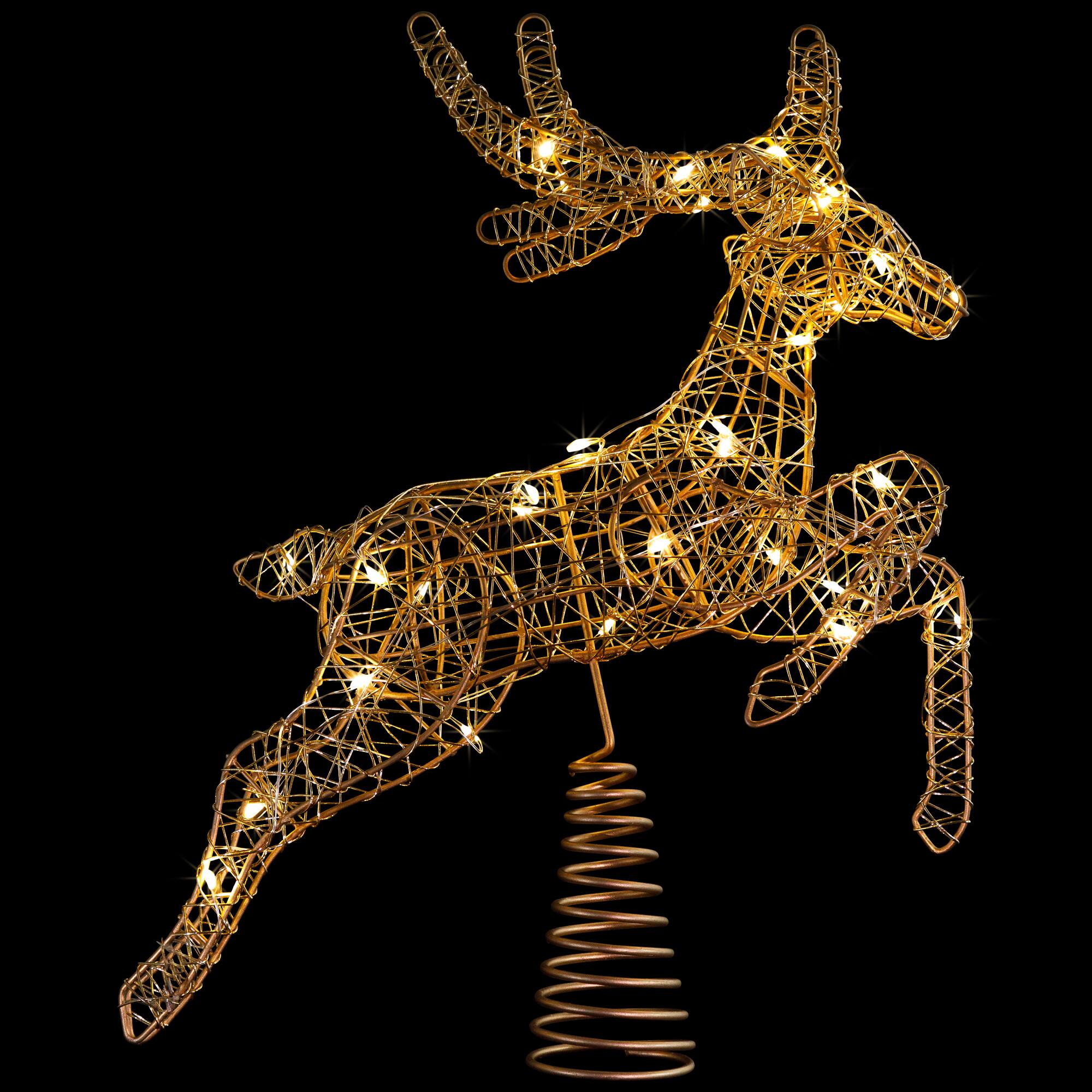 Alt View 2. Northlight - LED Lighted Reindeer Christmas Tree Topper - 13"  - Gold - Warm White Lights - Gold.