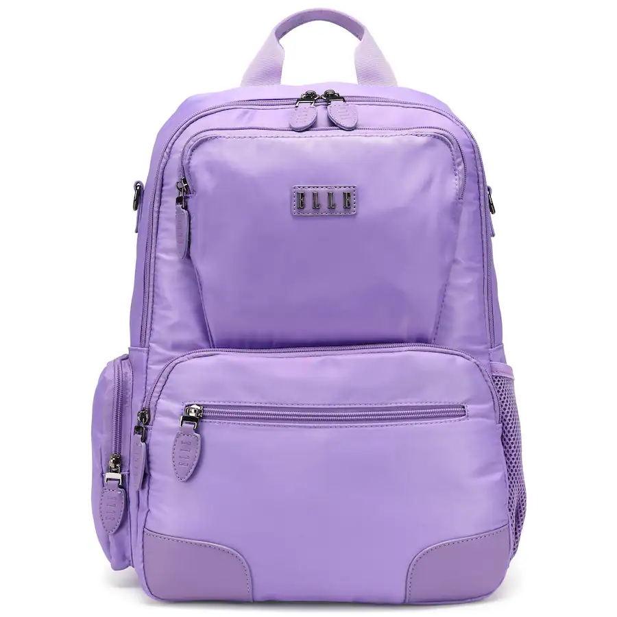 Ell Mercy Backpack Elle Voyage 20L Twill and Vegan Leather Backpack Lavender ELBPVYPR-BB ...