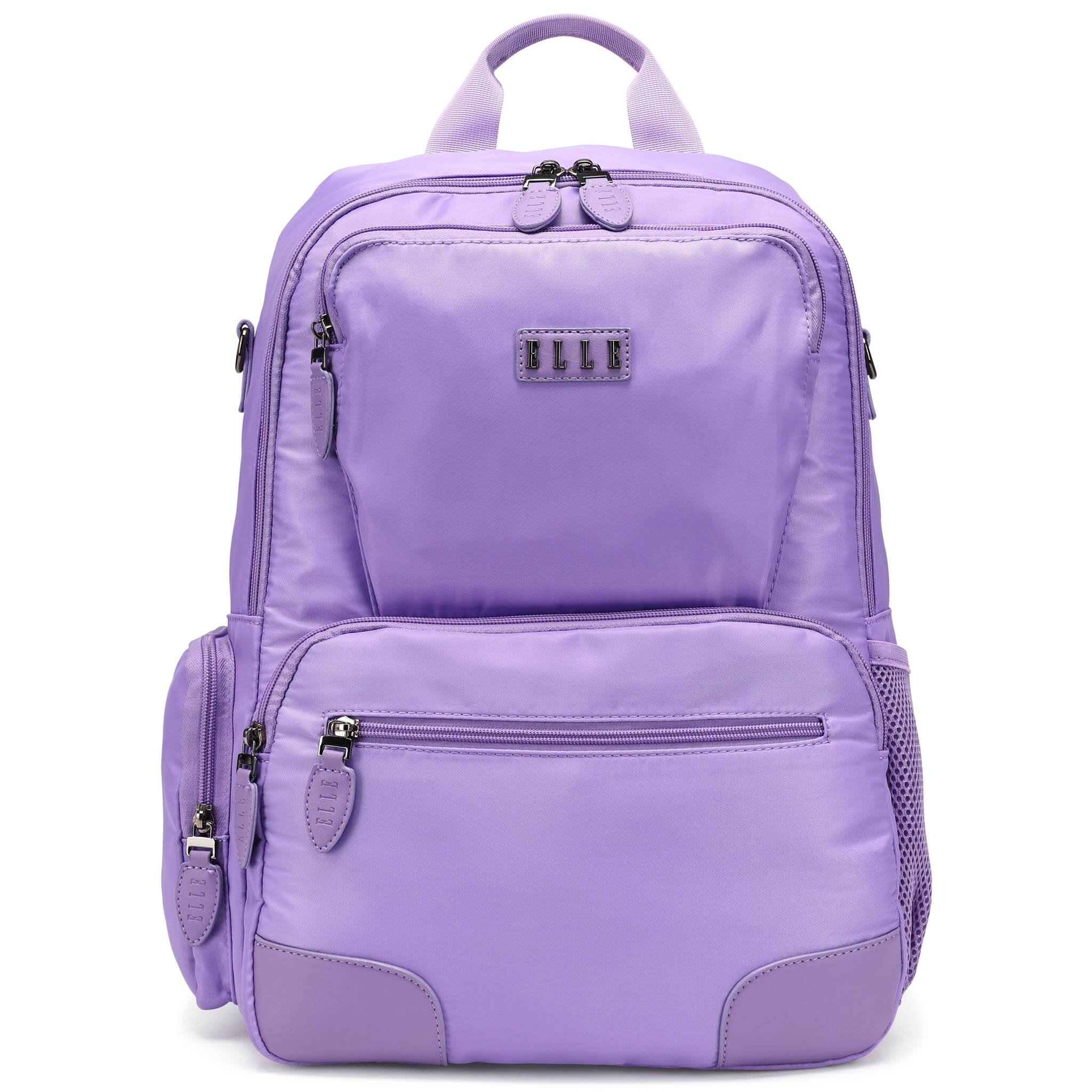 Elle - Voyage 20L Twill and Vegan Leather Backpack - Lavender