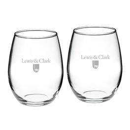 Jardine - Lewis & Clark College Pioneers 21oz. 2-Piece Stemless Wine Glass Set - Multicolor
