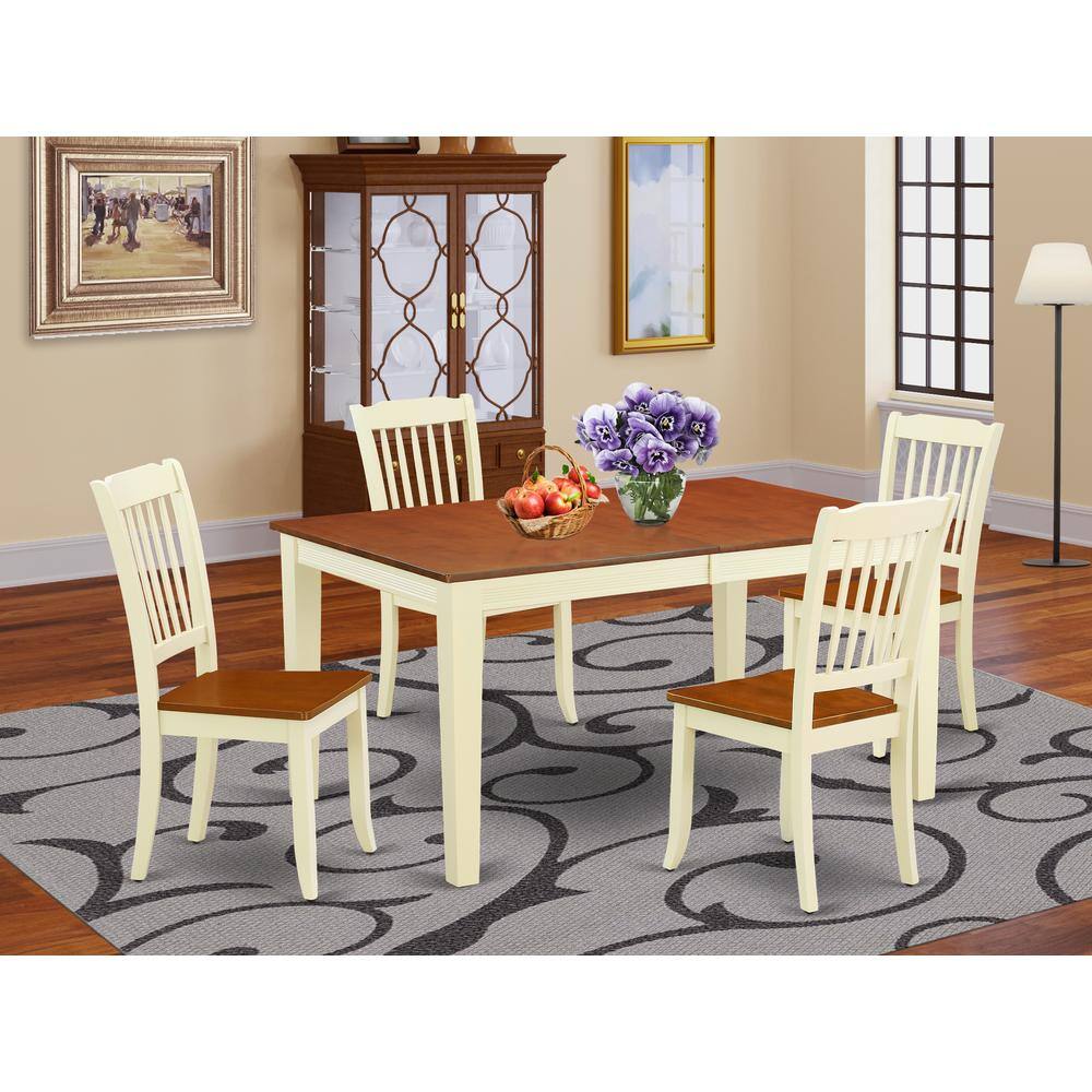 Back. East West Furniture - Dining Room Set Buttermilk & Cherry - Brown.
